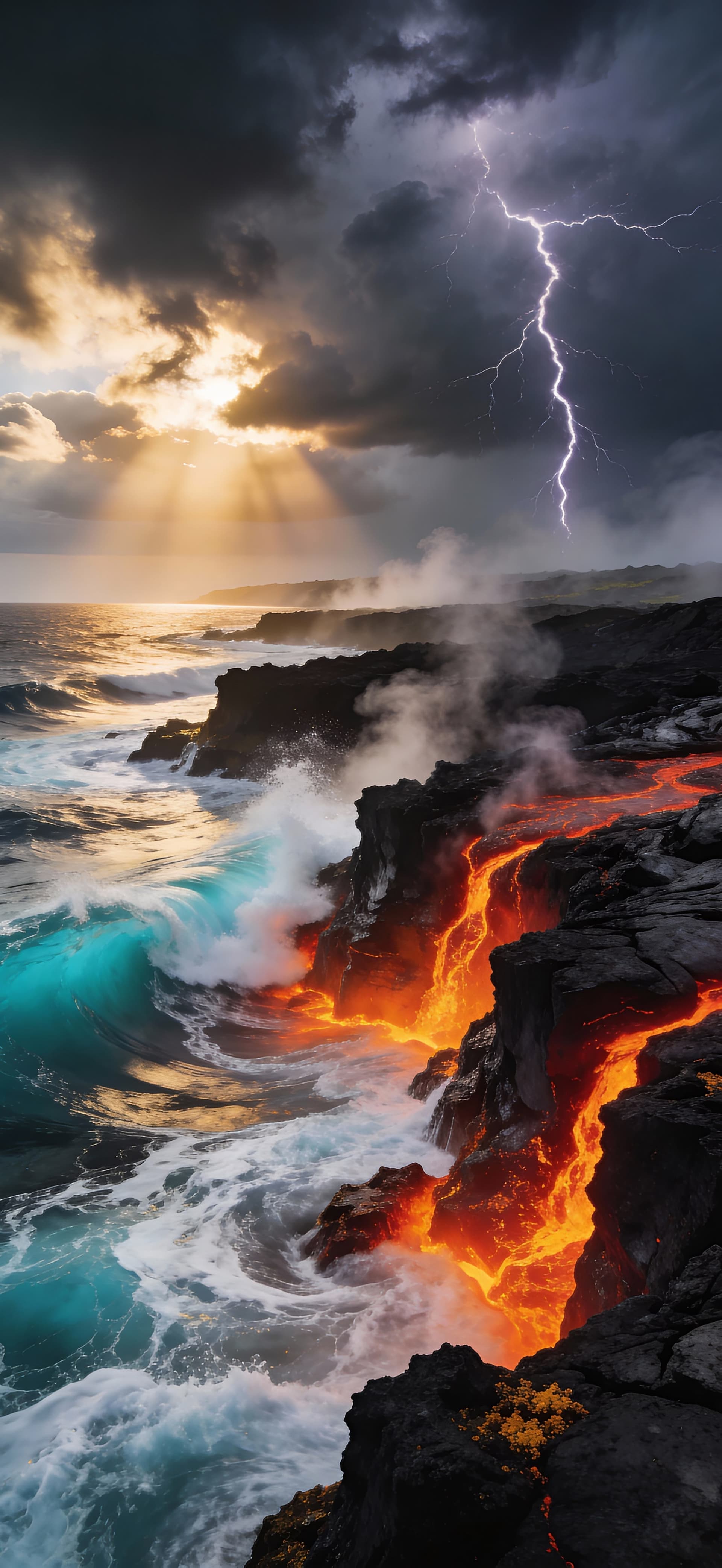Volcanic Ocean Clash 3 - Pro phone wallpaper