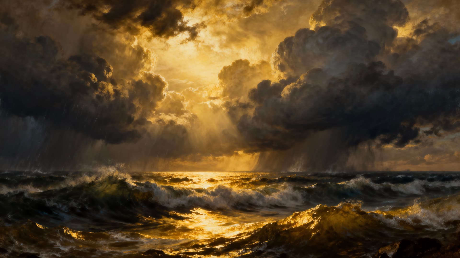 Stormy Ocean Sunset - free desktop wallpaper