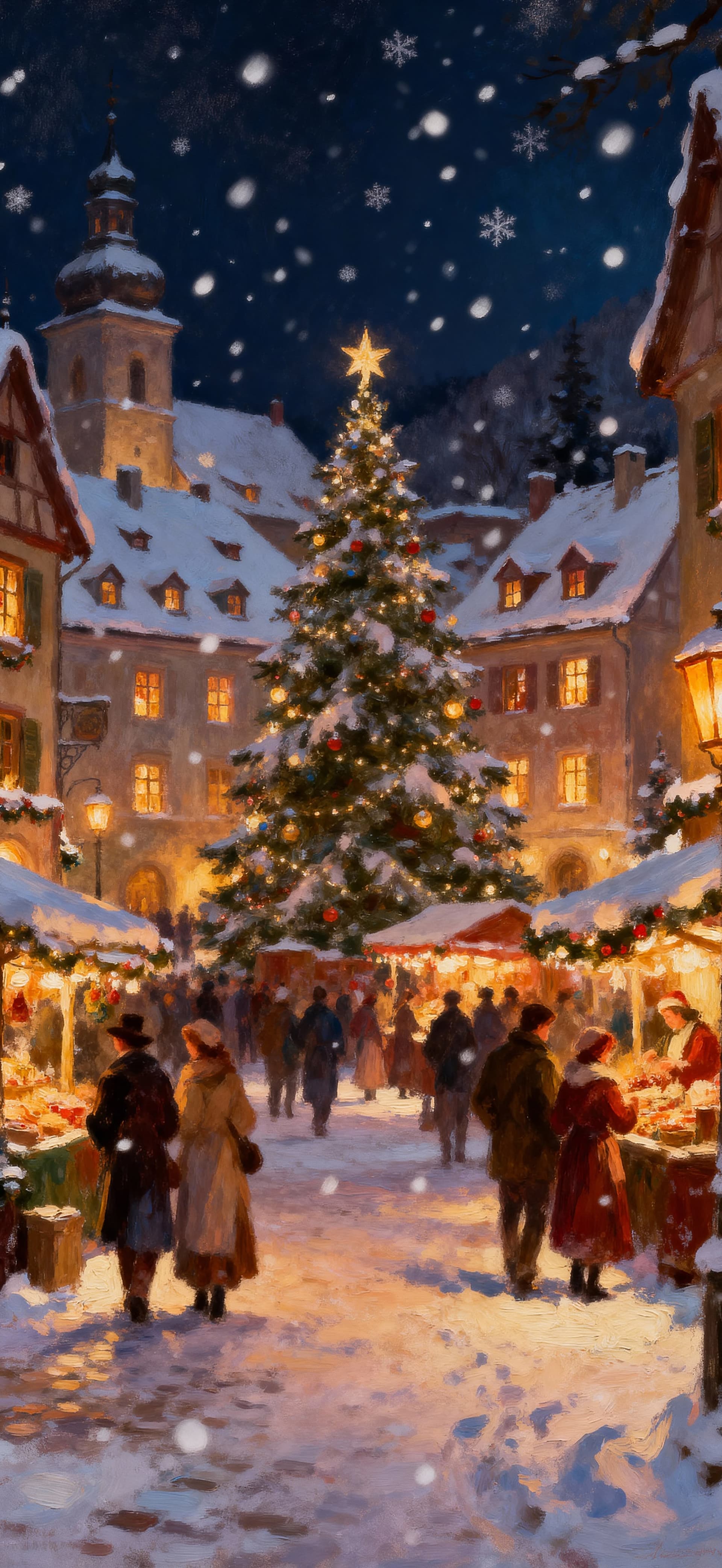 Christmas night in the city 2 - free phone wallpaper