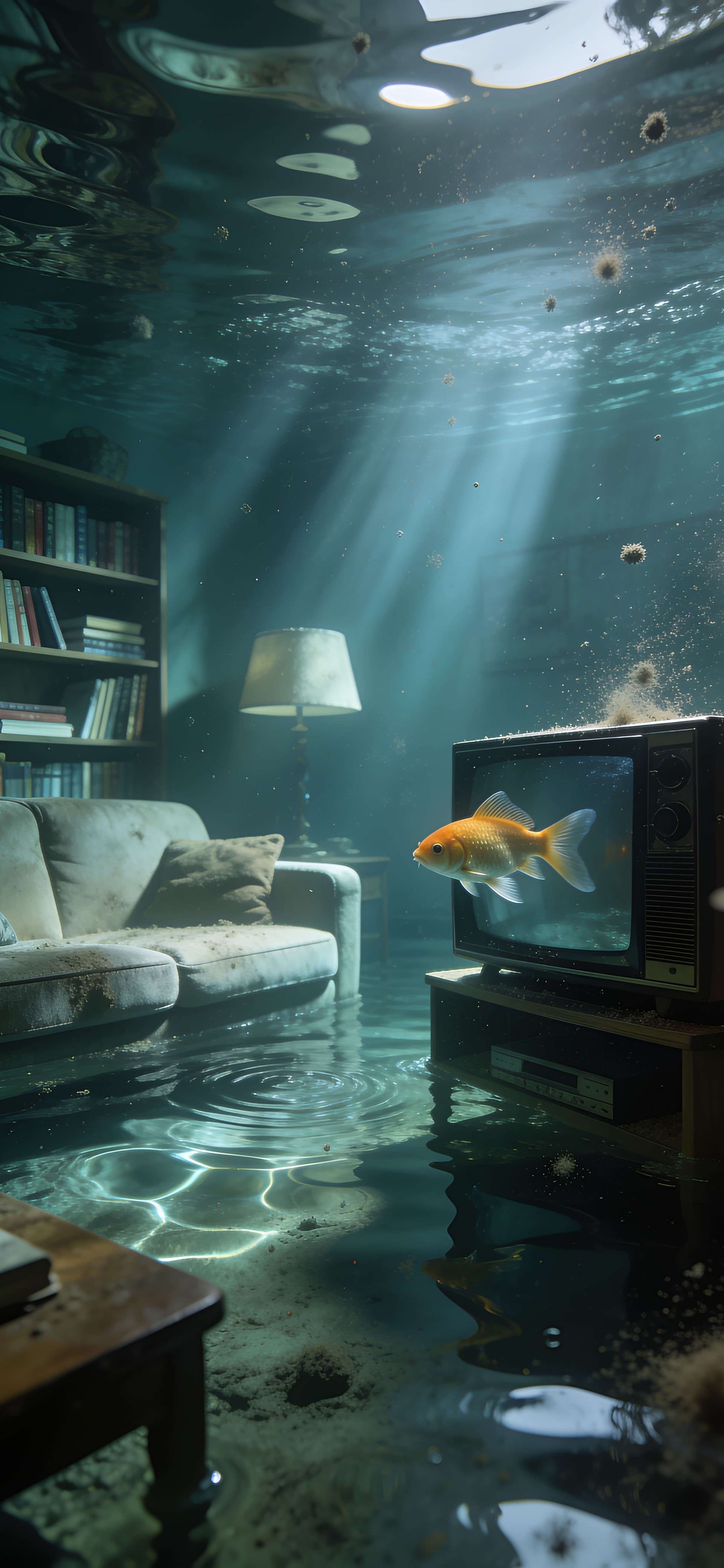 Submerged Living Room - free phone wallpaper