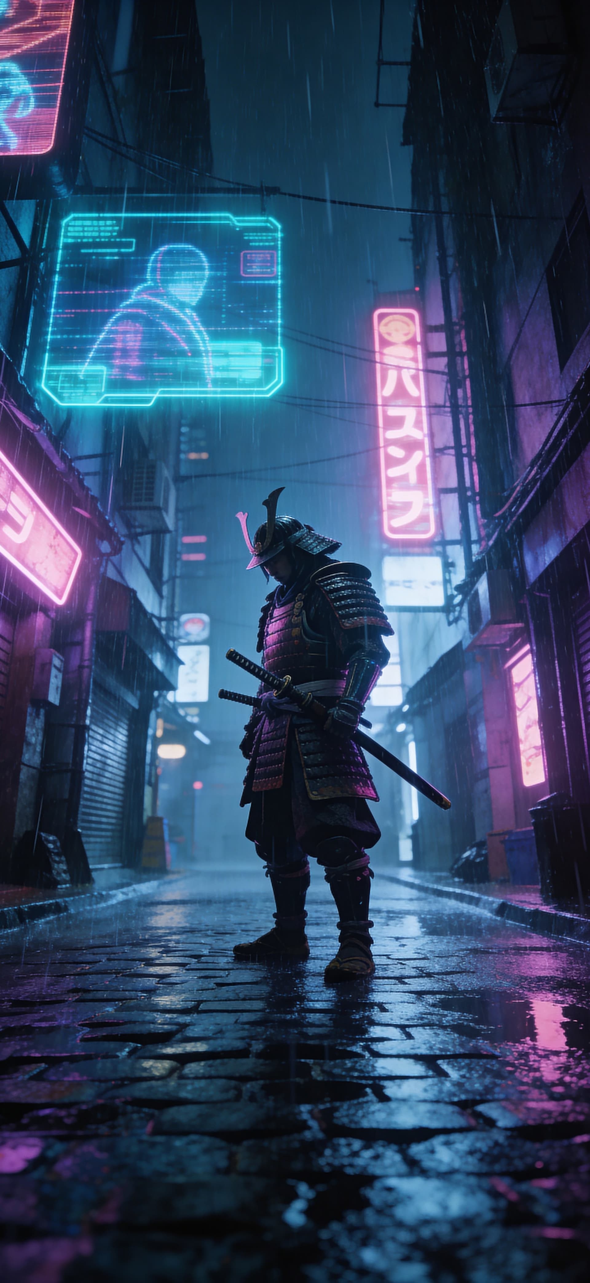 Cyberpunk Samurai - free phone wallpaper
