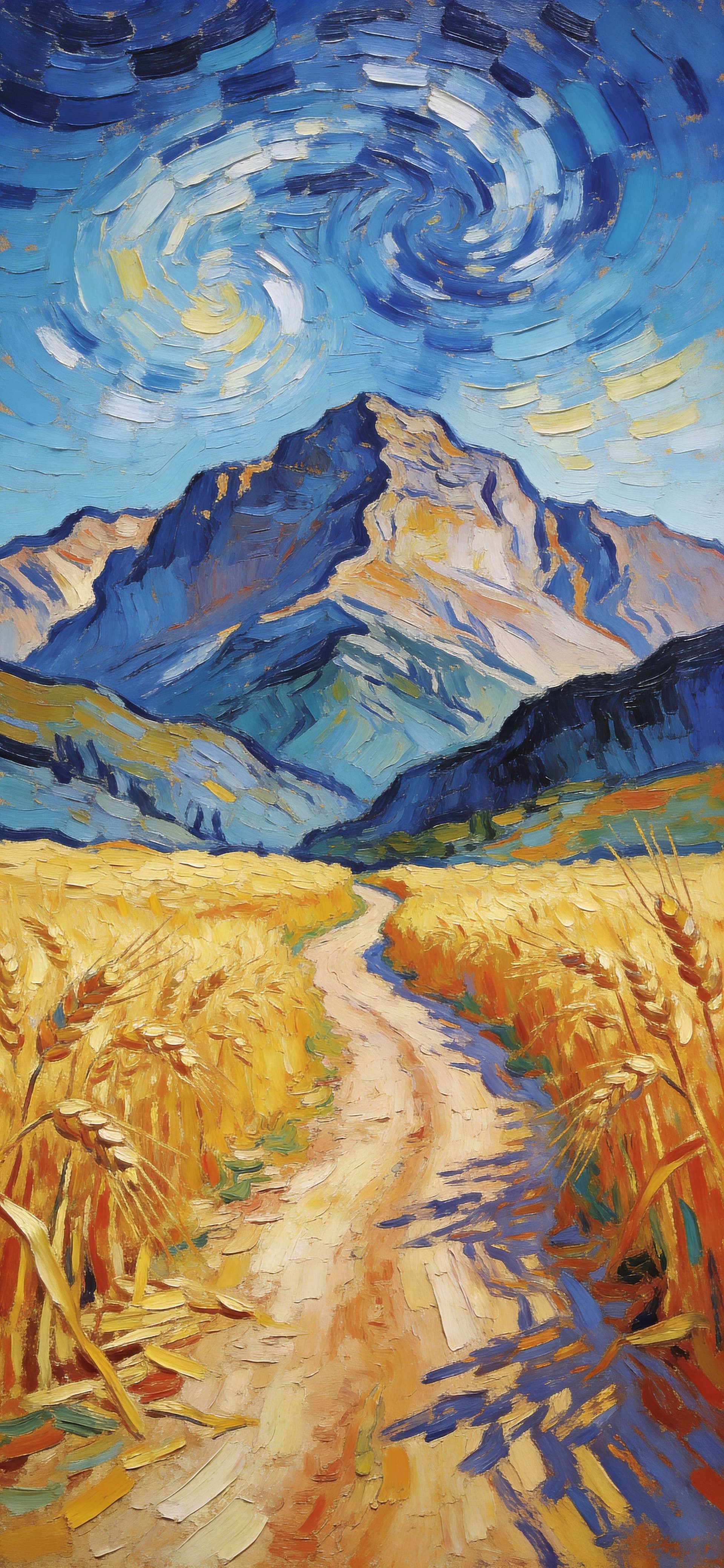 Painted Mountain Path - free phone wallpaper