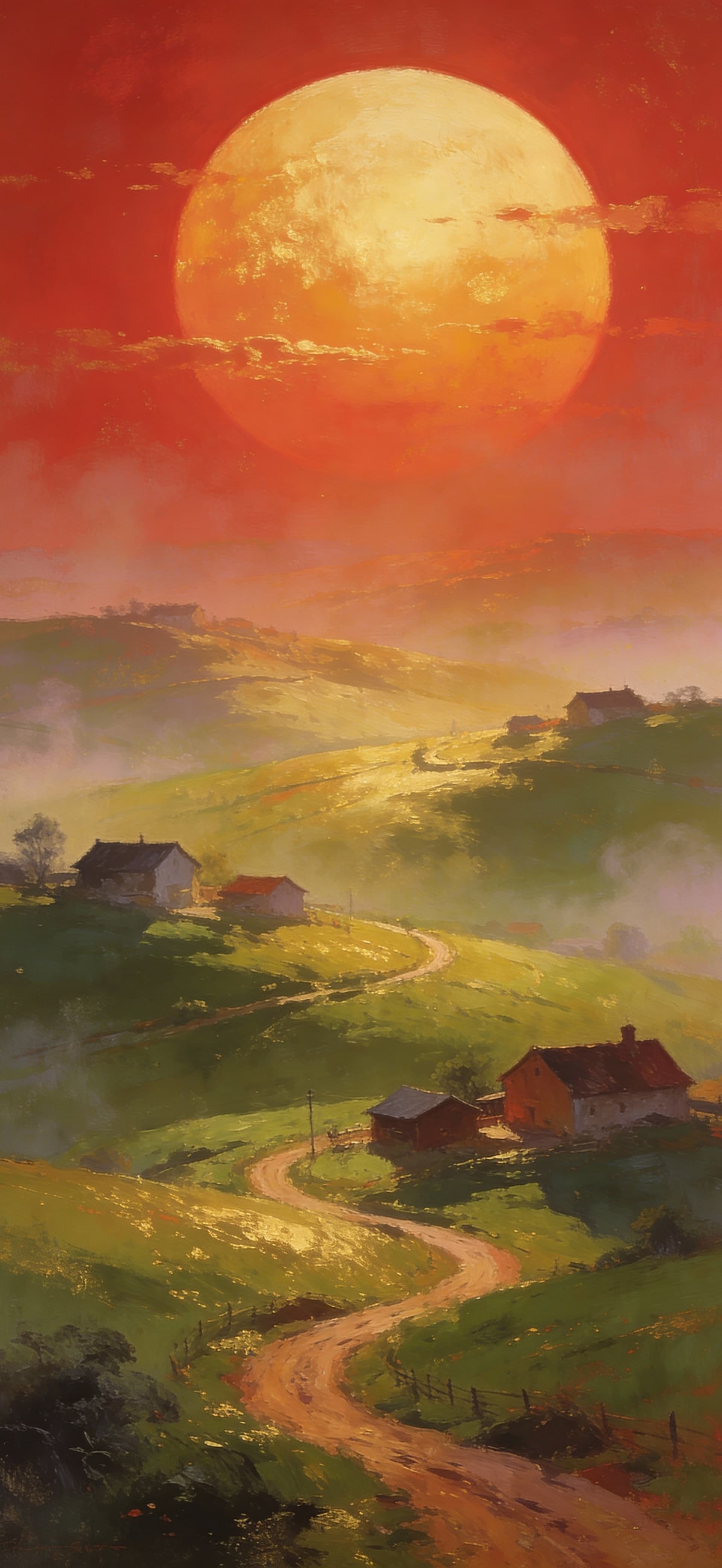 Sunrise Country Road - free phone wallpaper