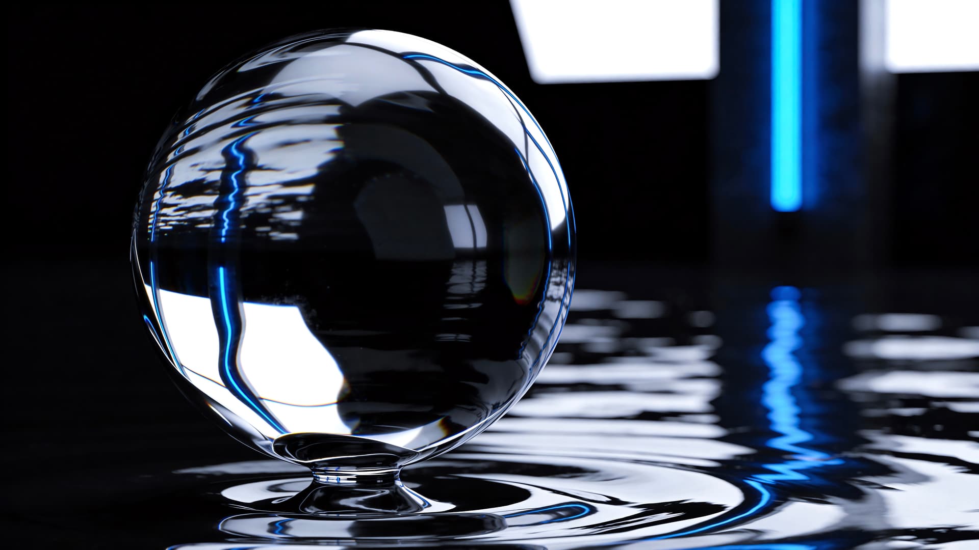 Reflective Blue Orb - free desktop wallpaper
