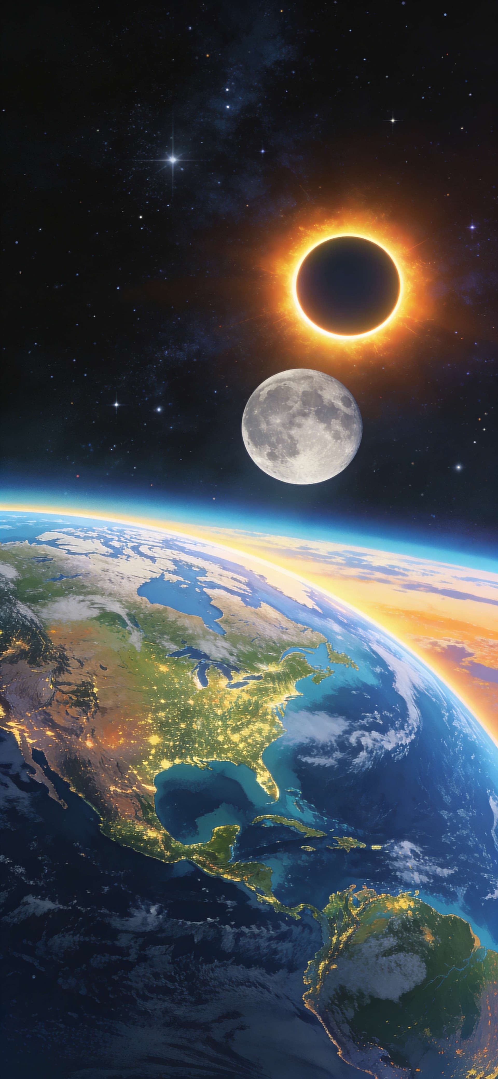 Earth Solar Eclipse - free phone wallpaper