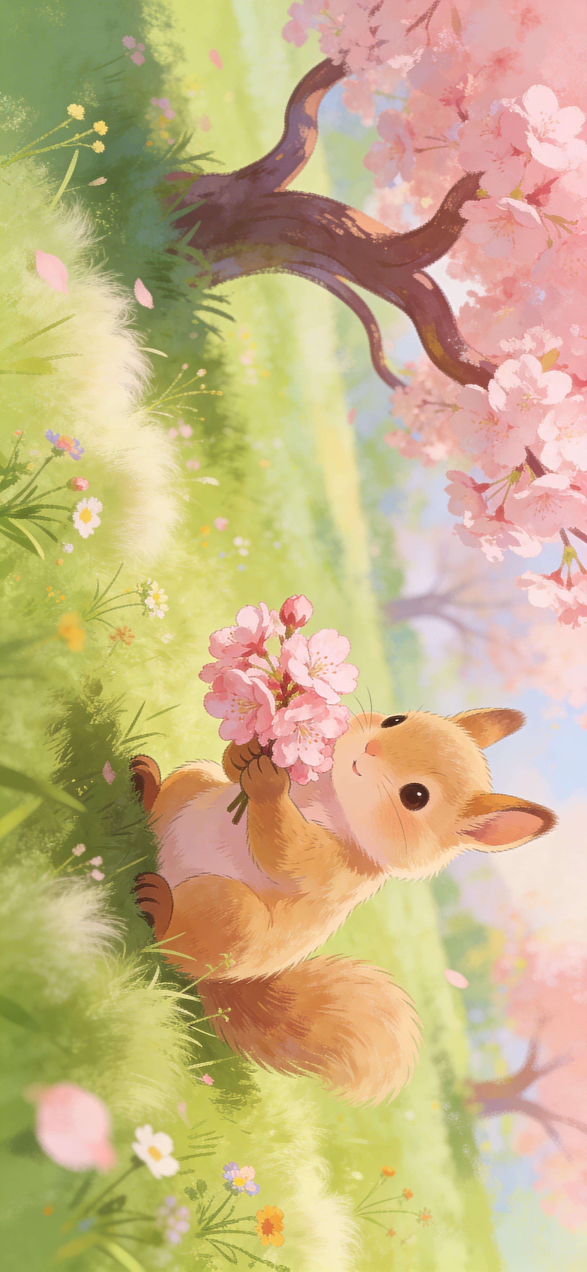 Squirrel Blossoms - free phone wallpaper