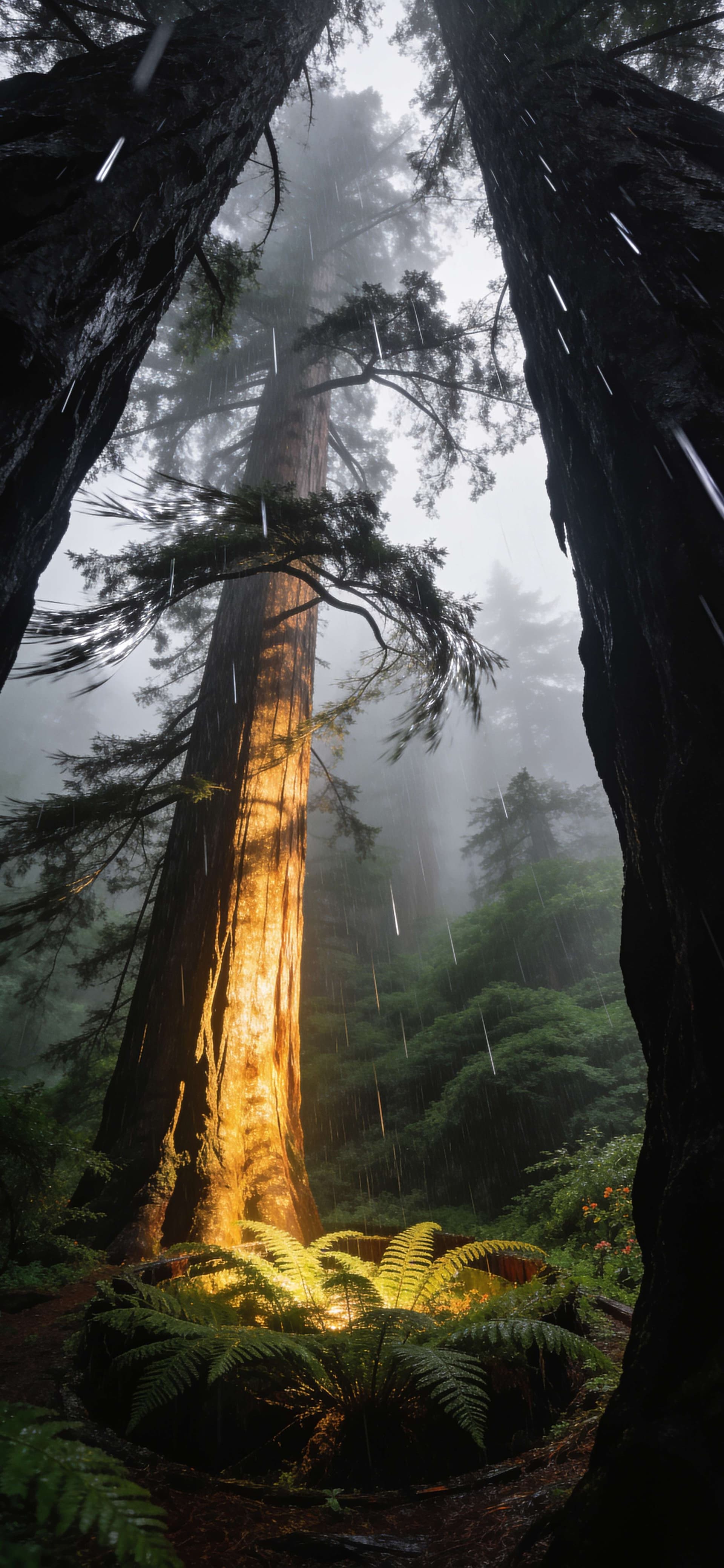 Sunlit Sequoia Grove - free phone wallpaper