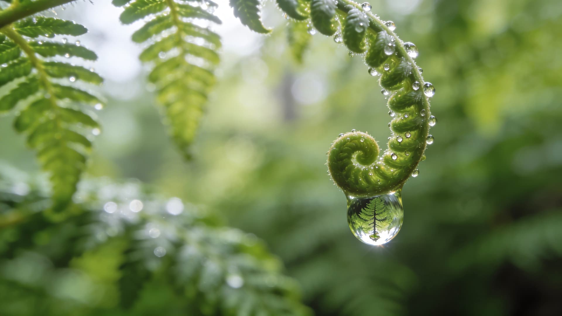 Fern Water Drop - free desktop wallpaper