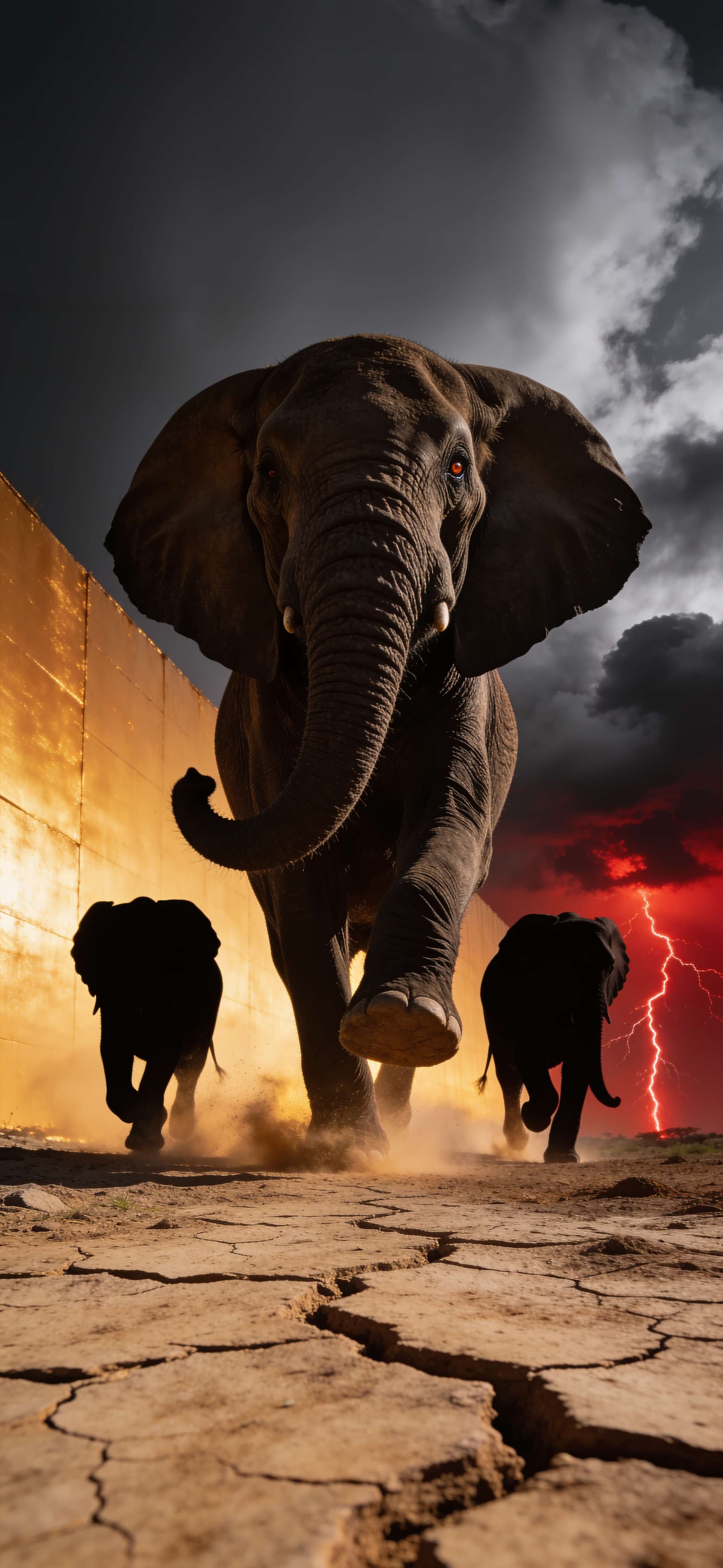 Stormy Elephant Stampede - Pro phone wallpaper