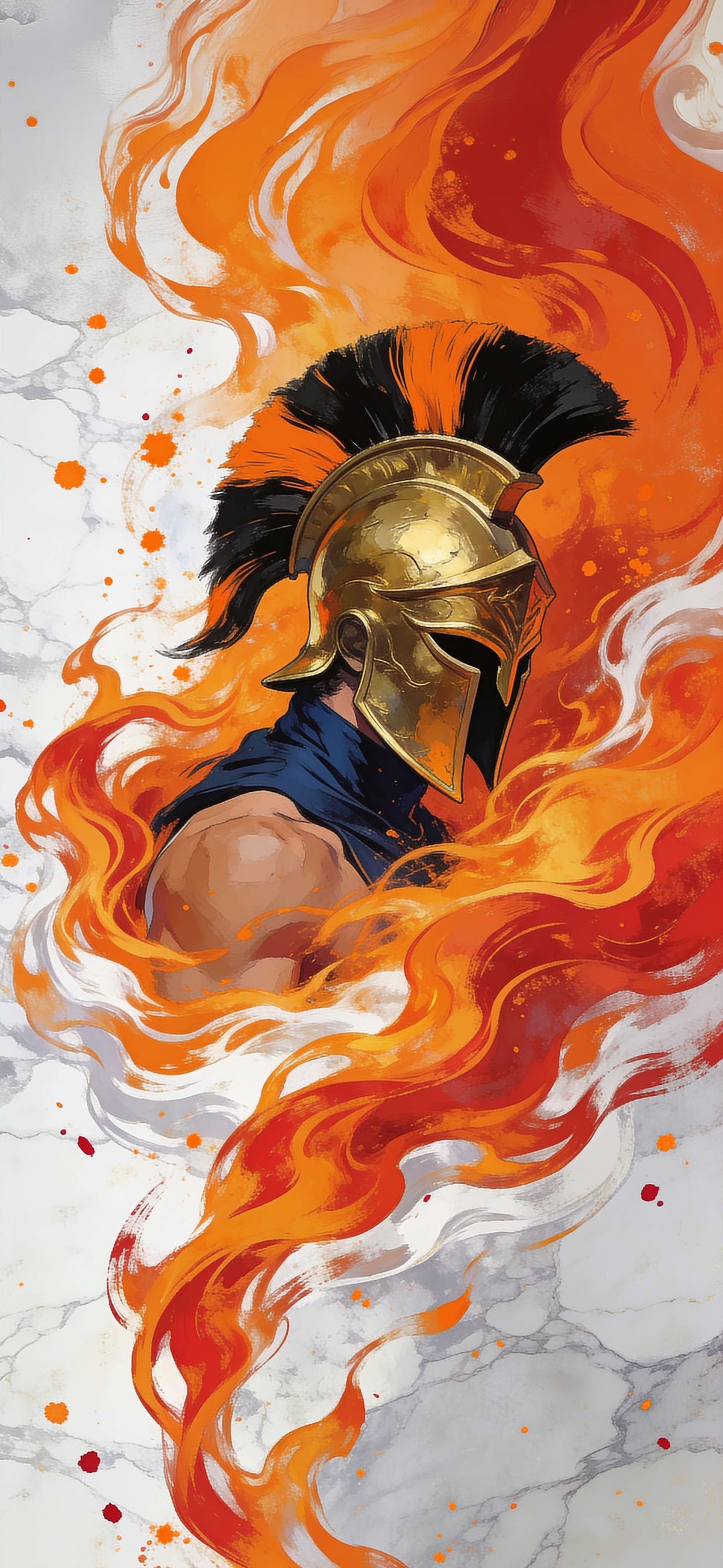 Fiery Spartan Warrior - Pro phone wallpaper