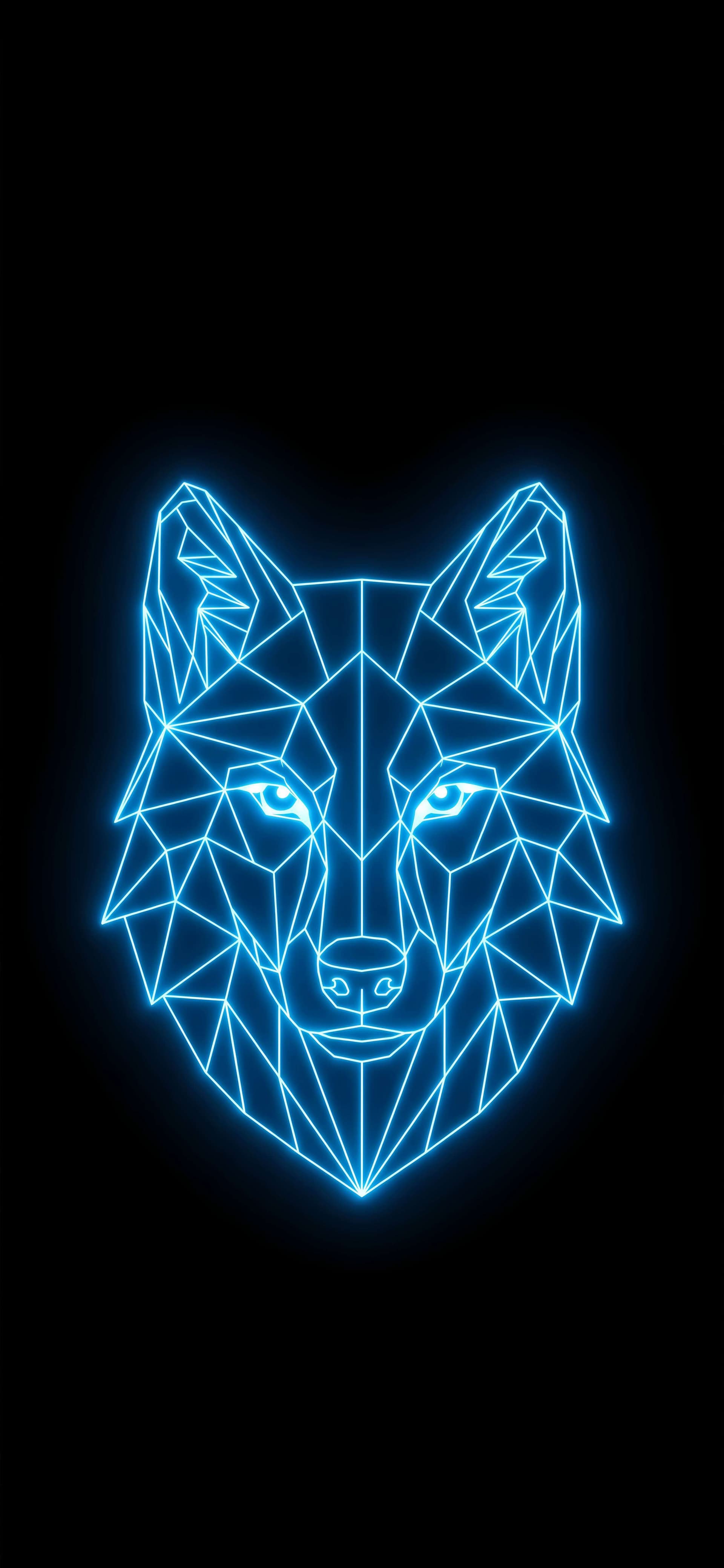 Neon Wolf Geometry - free phone wallpaper