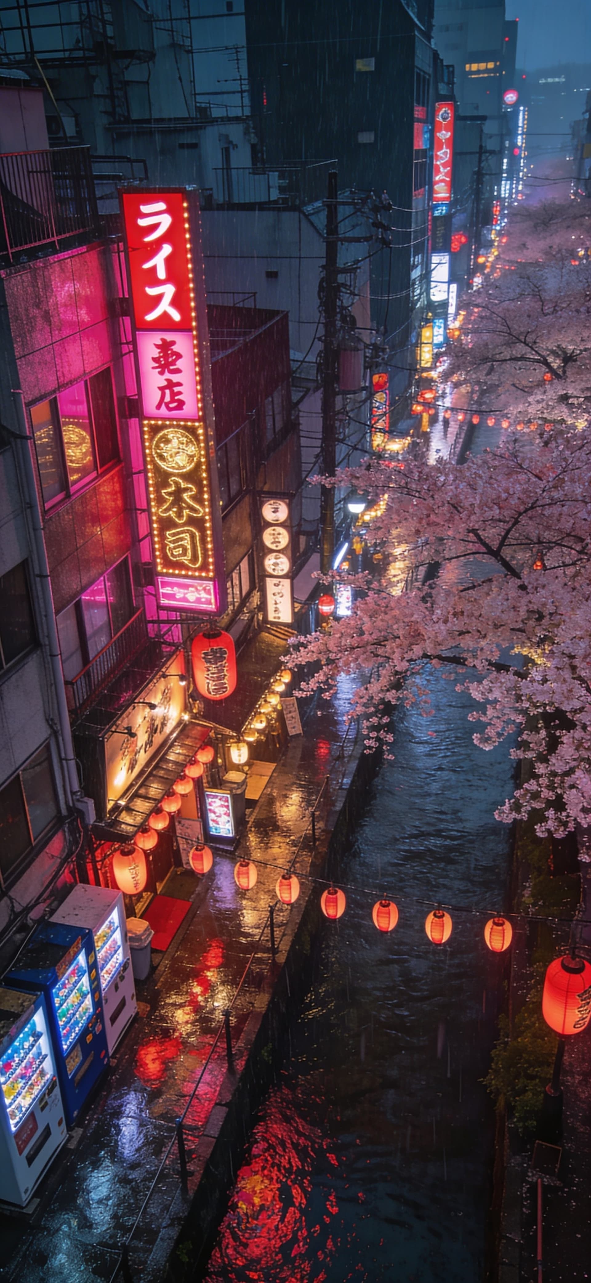 Neon Cityscape Night - free phone wallpaper
