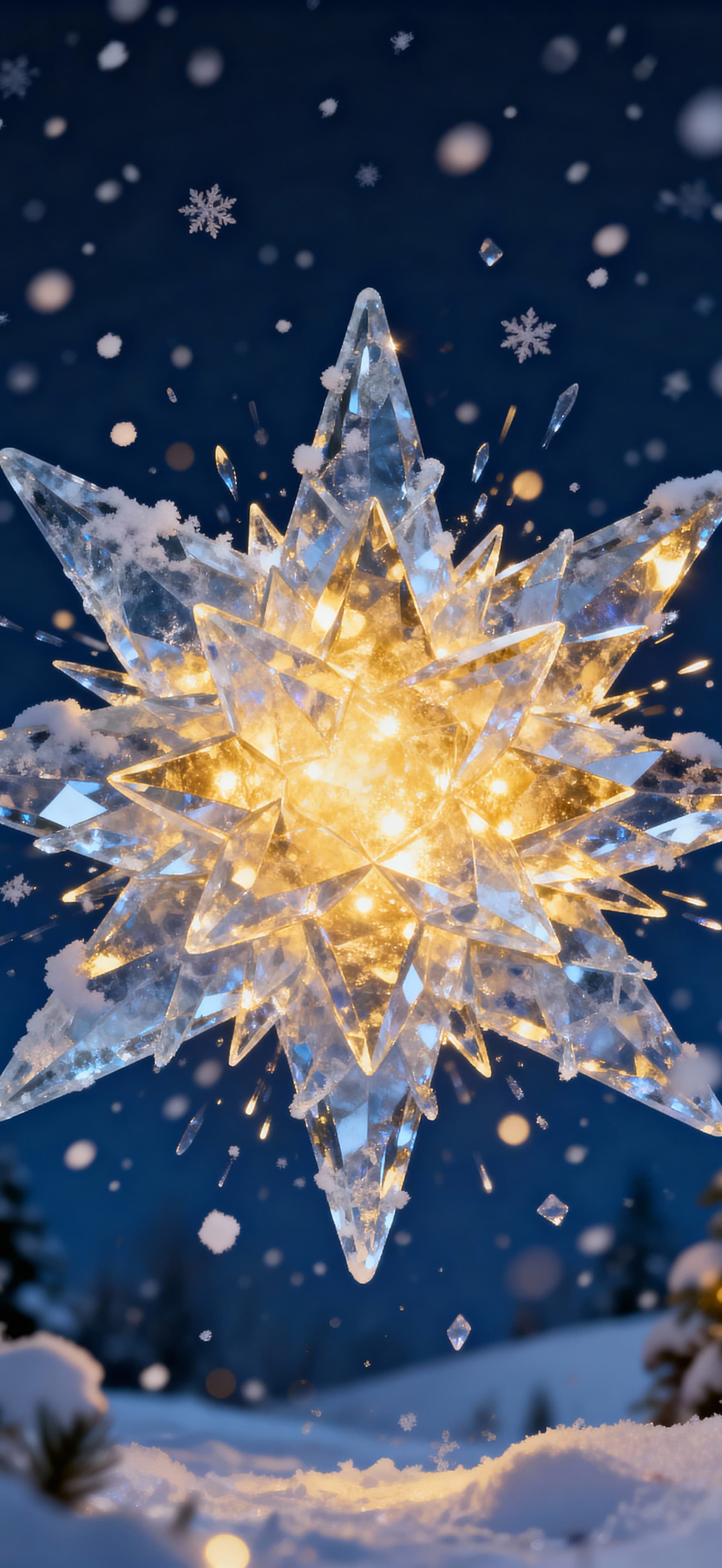 Ice Christmas Star 2 - free phone wallpaper