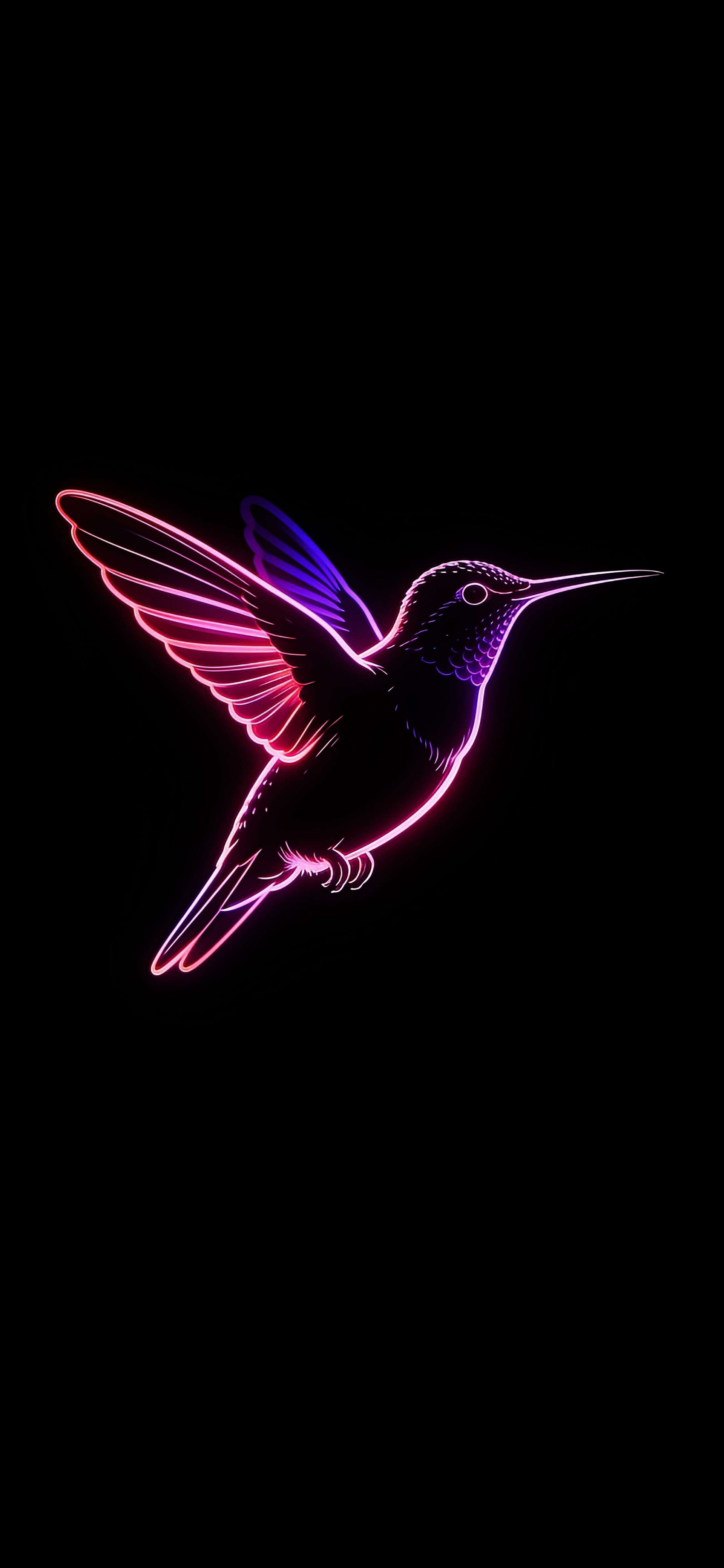 Neon Hummingbird Glow - free phone wallpaper