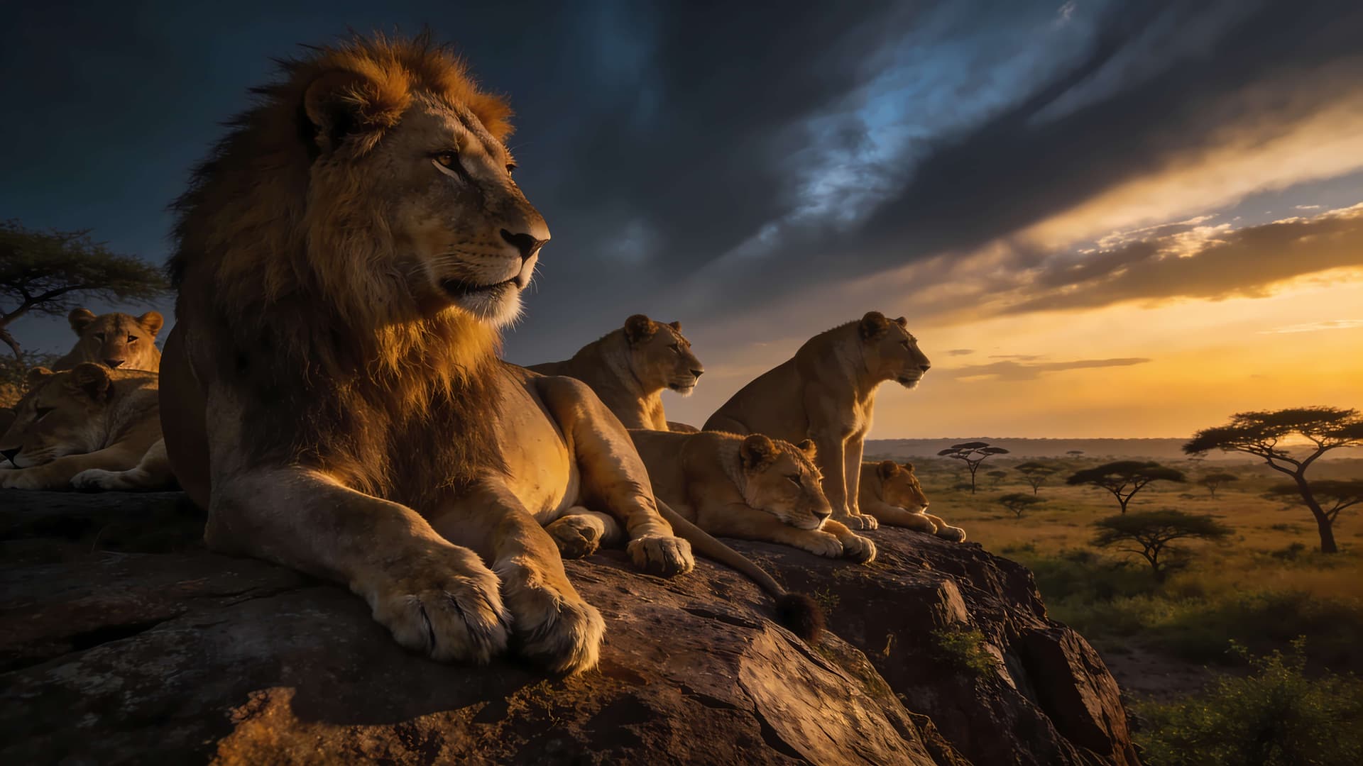 Lion Pride Sunset - free desktop wallpaper