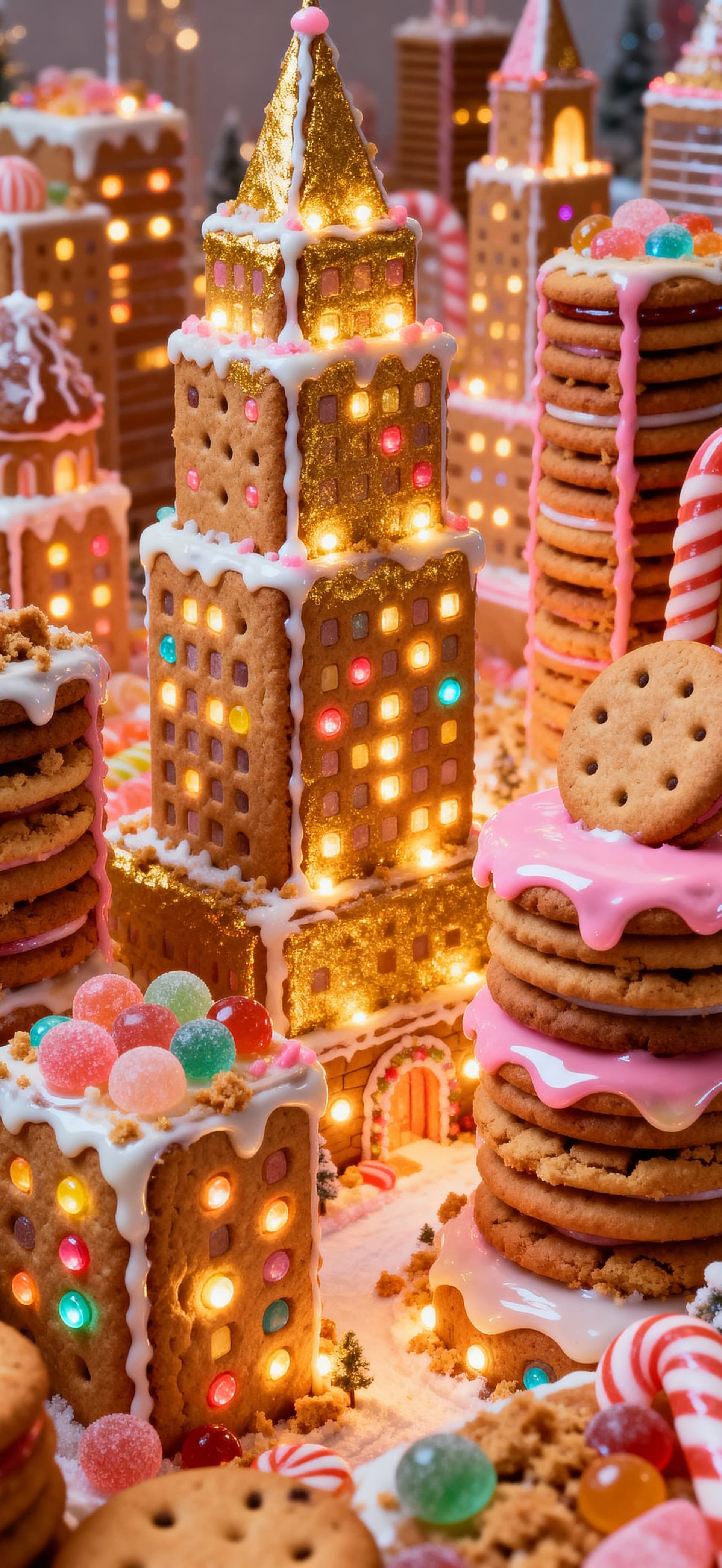 Gingerbread Skyline 1 - free phone wallpaper