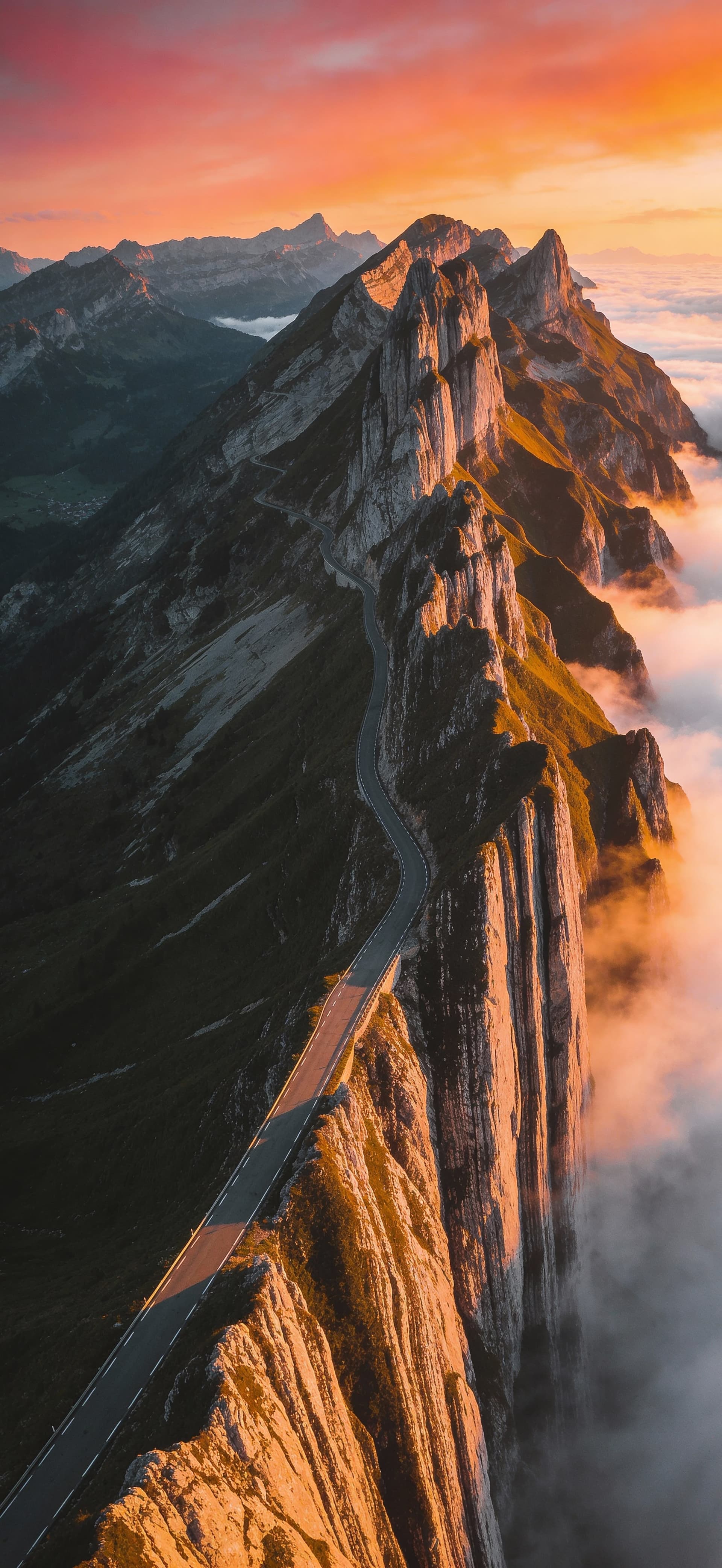 Mountain Road Sunset 1 - free phone wallpaper