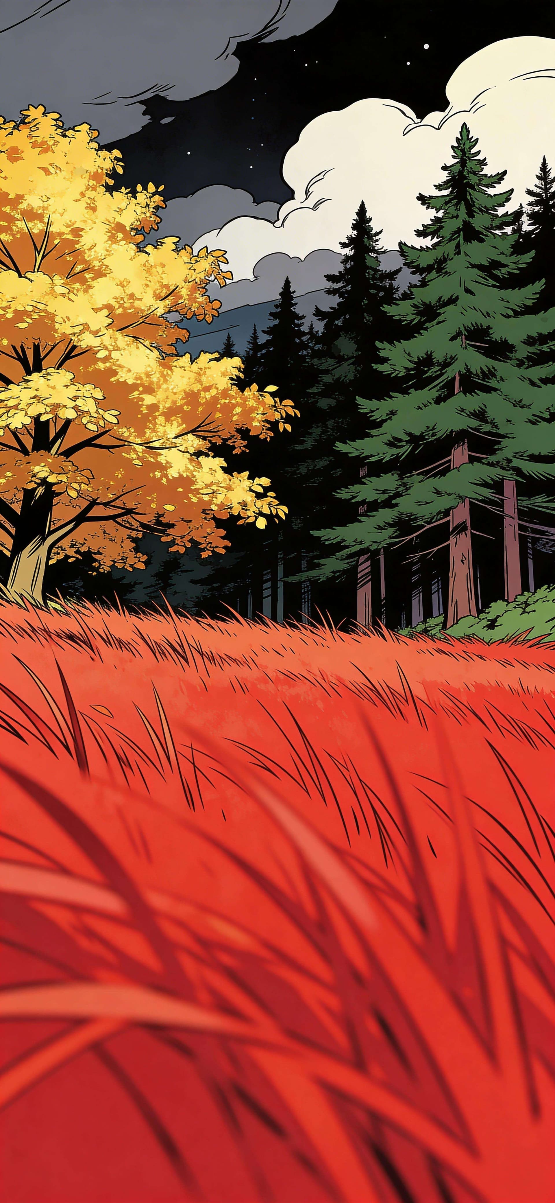 Autumn Comic Forest - Pro phone wallpaper