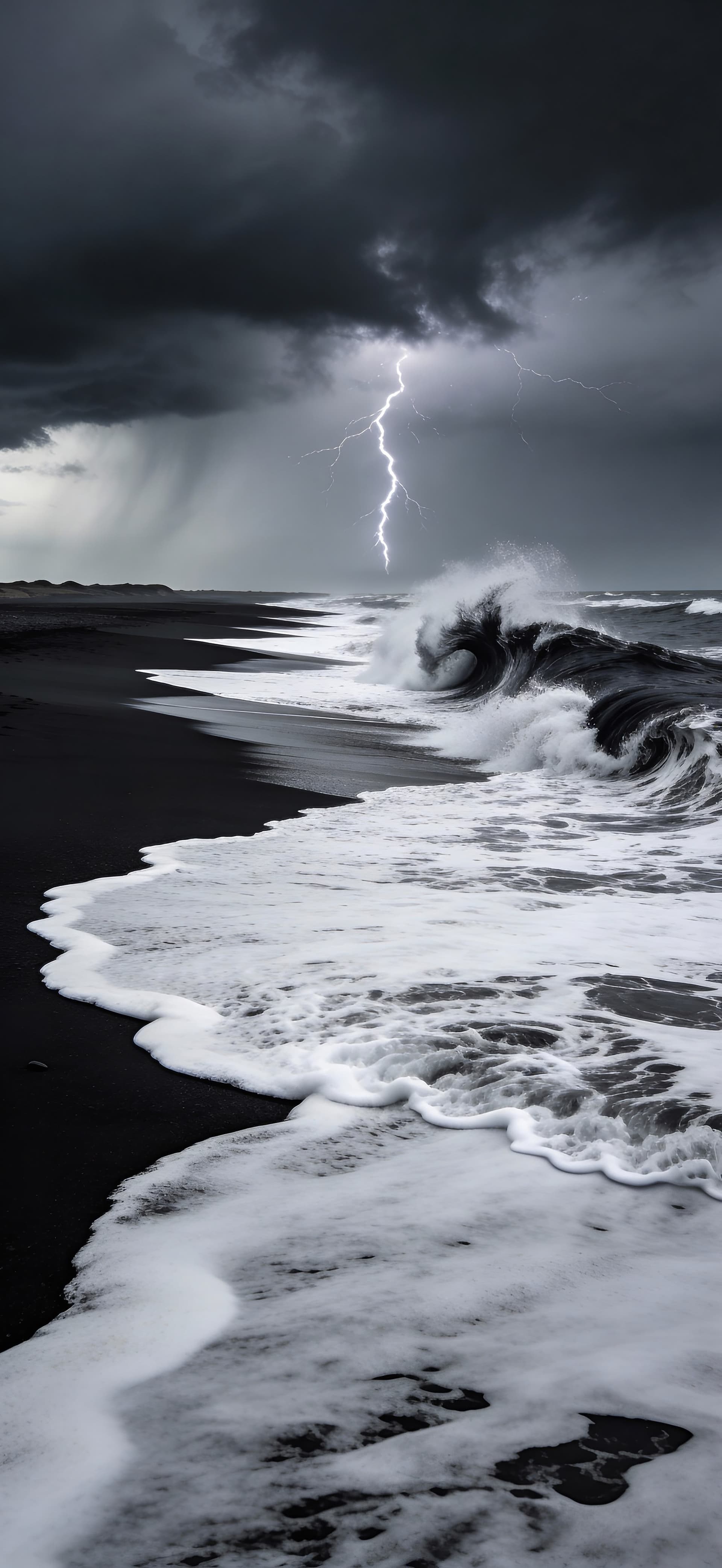 Stormy Black Beach - Pro phone wallpaper
