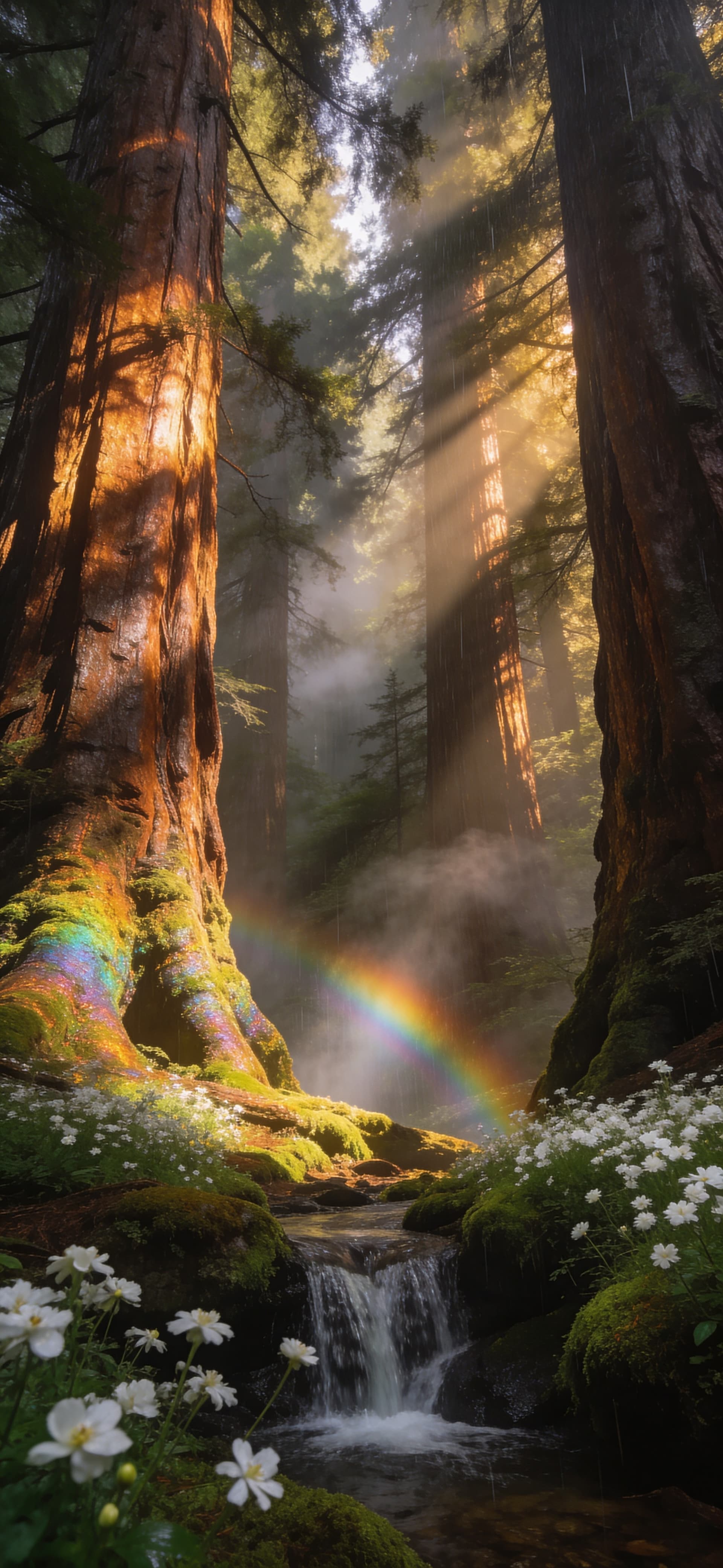 Rainbow Forest Stream - Pro phone wallpaper