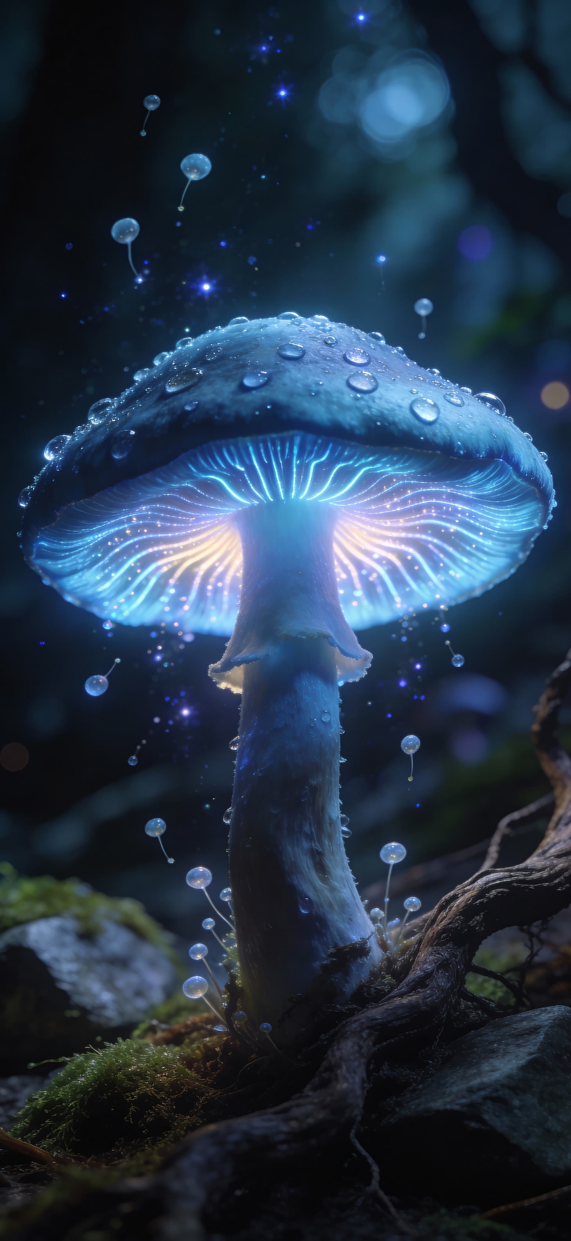 Glowing Mushroom Forest - free phone wallpaper