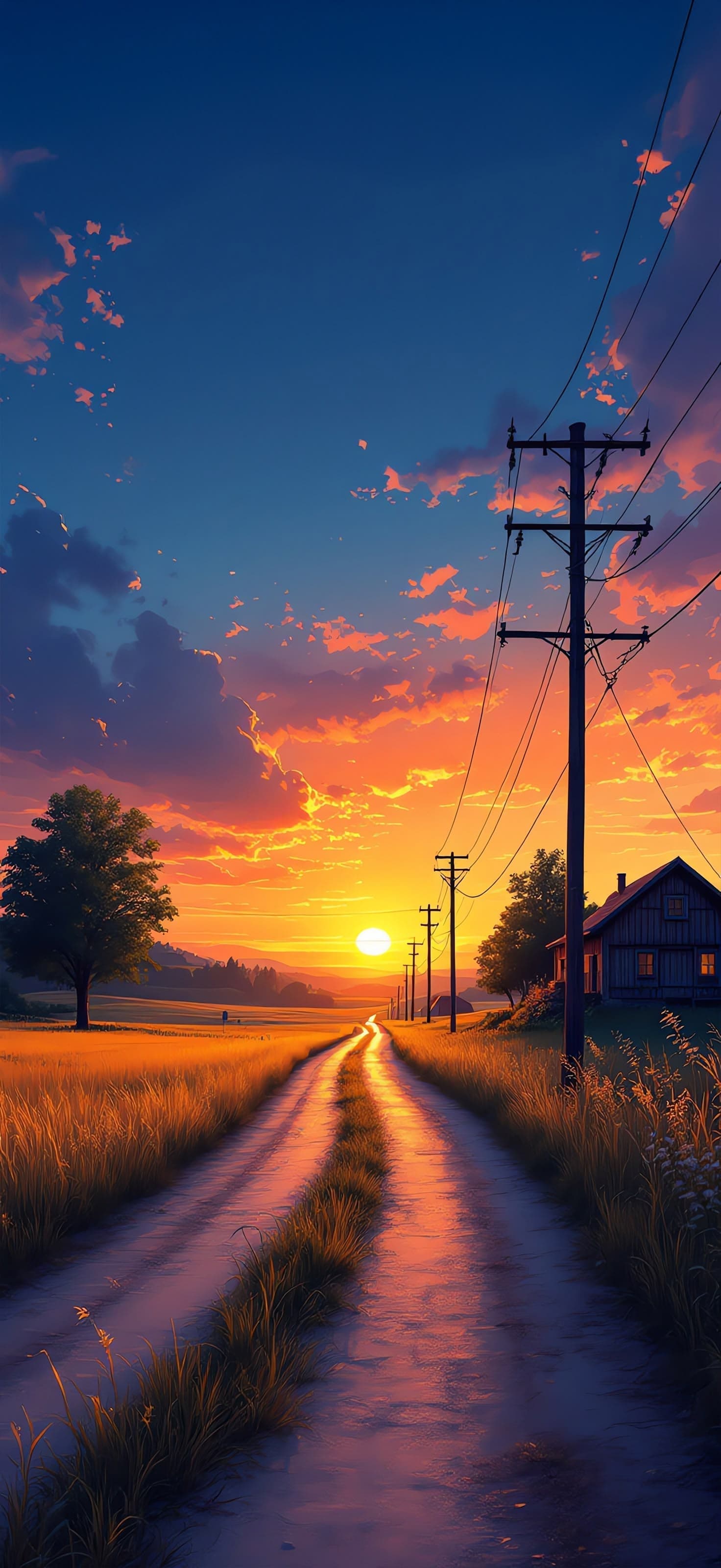 Golden Dusk Road 2 - free phone wallpaper