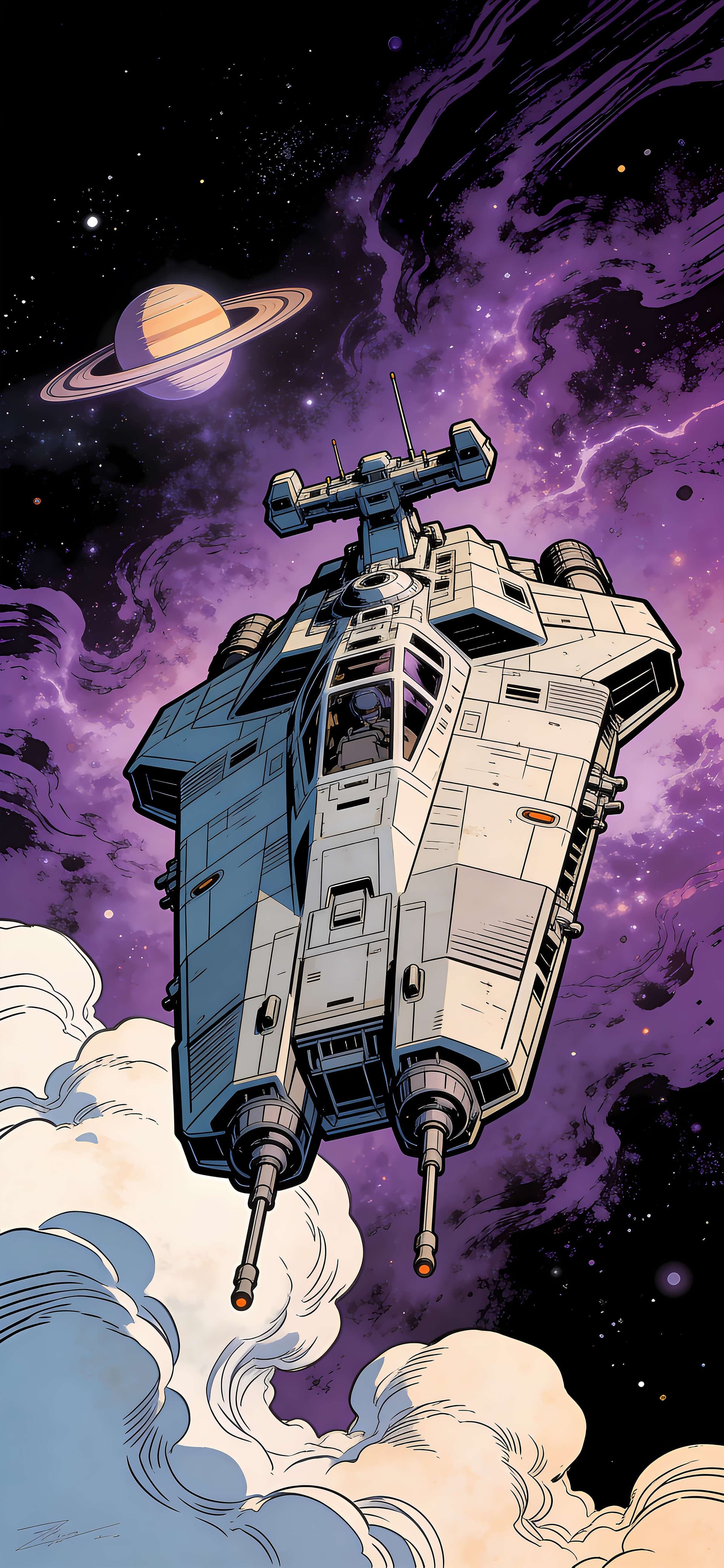 Galactic Spaceship Voyage - Pro phone wallpaper