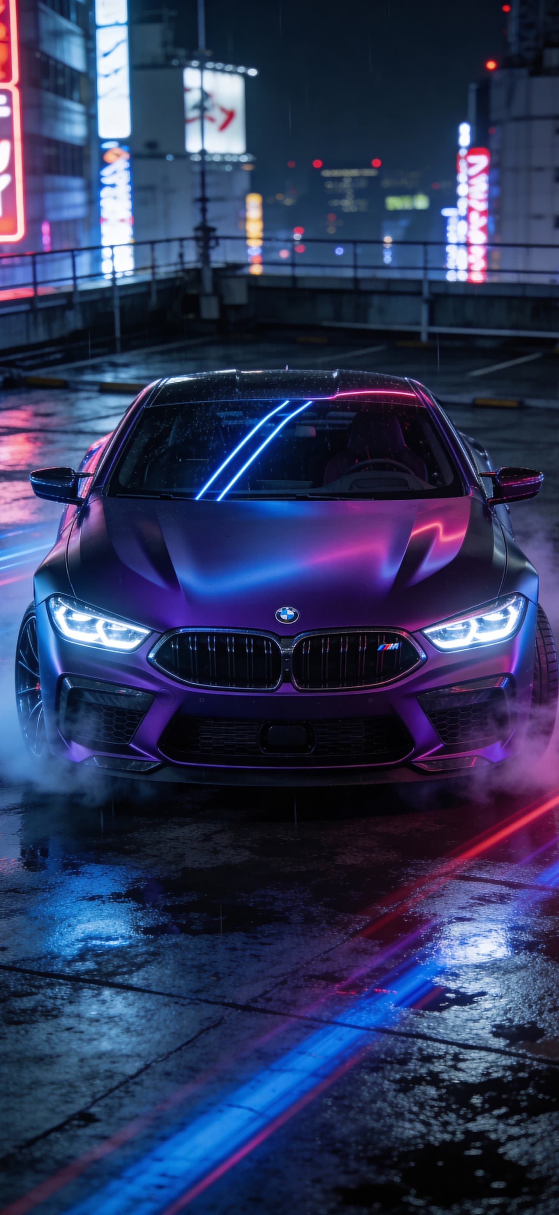 Neon Carscape - free phone wallpaper