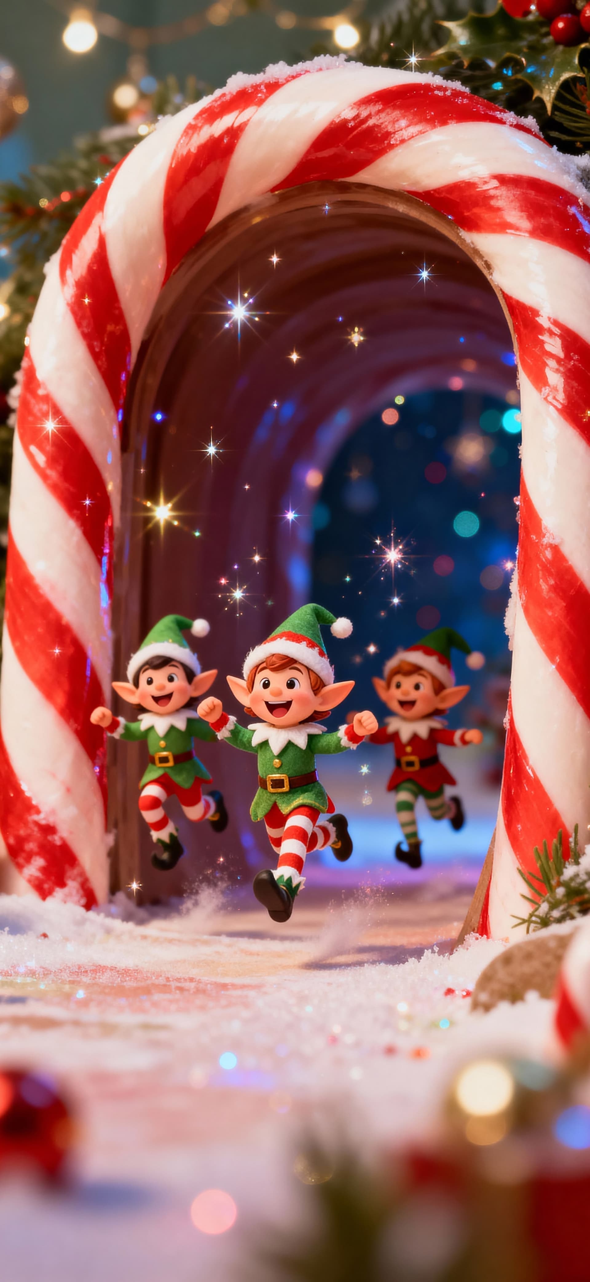 Candy Cane Elf Parade 1 - Pro phone wallpaper