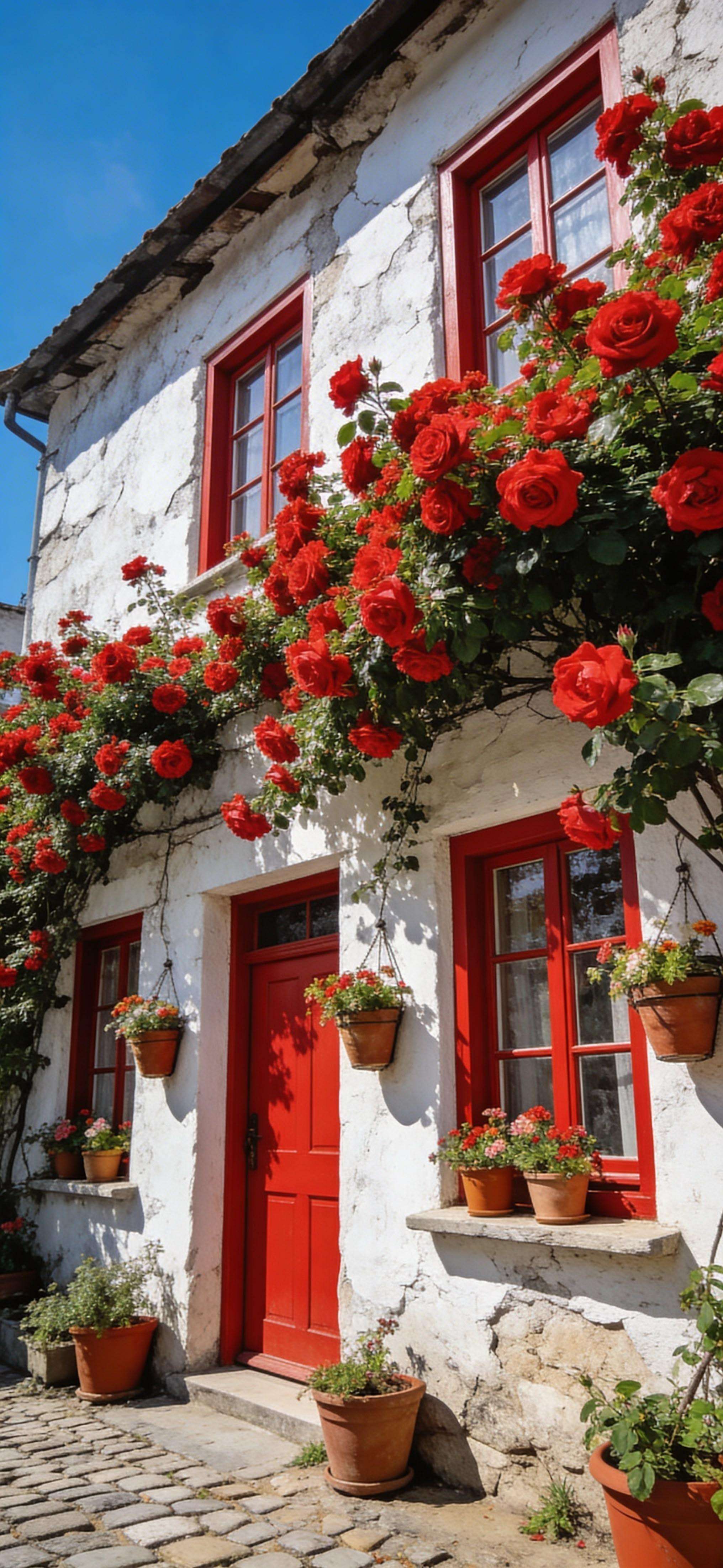Rose Covered Cottage - Pro phone wallpaper