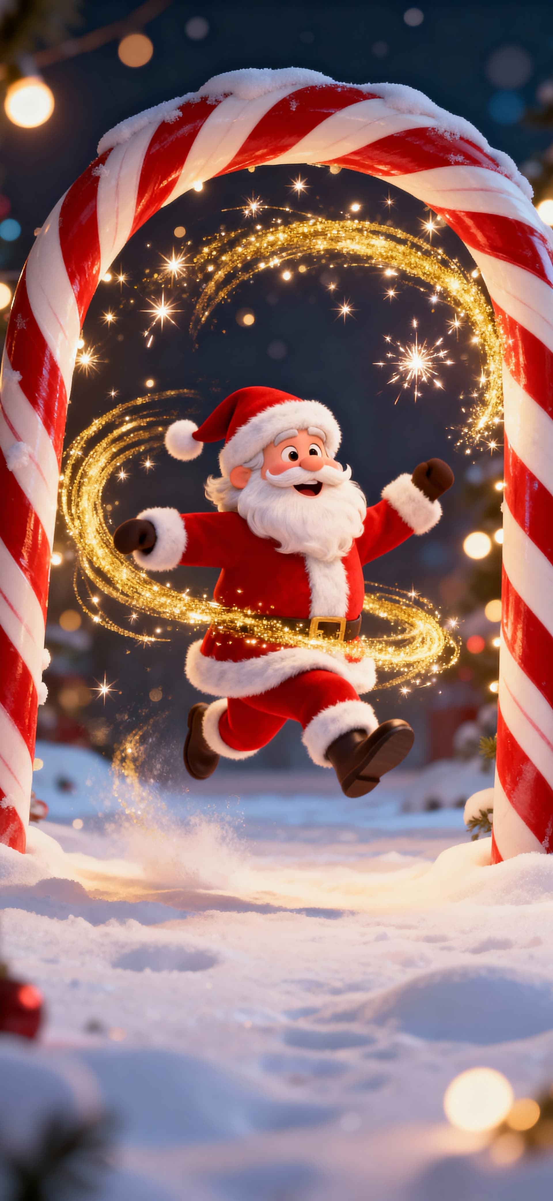 Happy Santa jumping magic 2 - free phone wallpaper