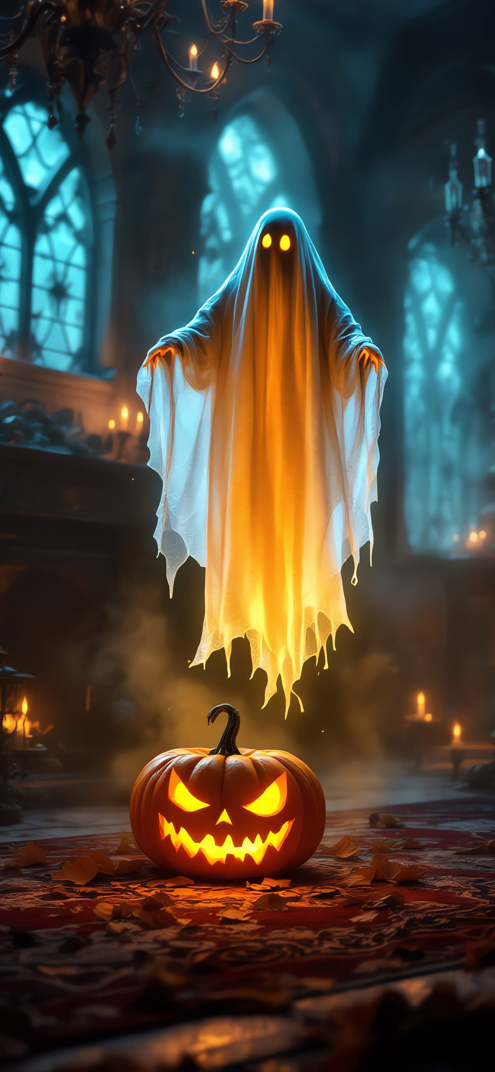 Moonlit Sheet Ghost 1 - free phone wallpaper