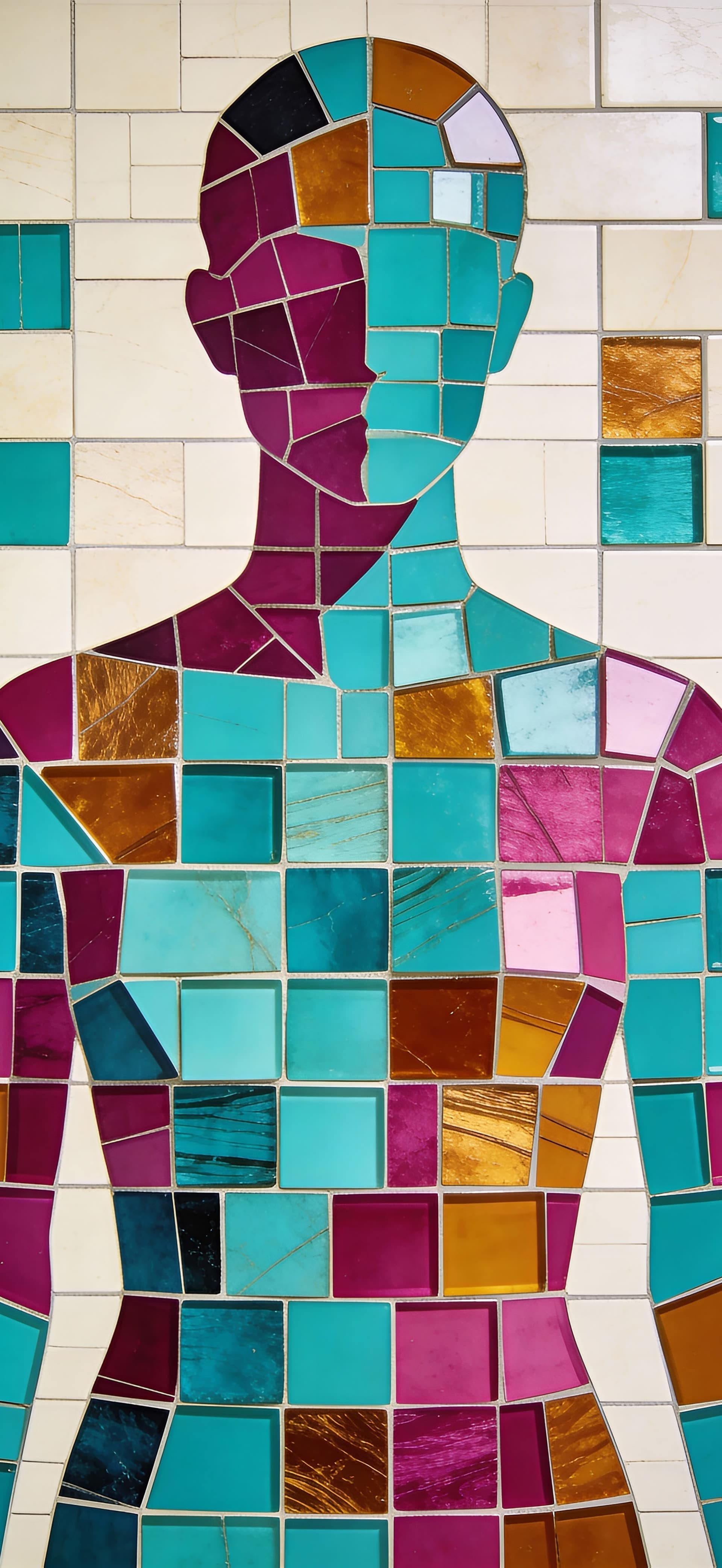 Mosaic Human Figure - free phone wallpaper