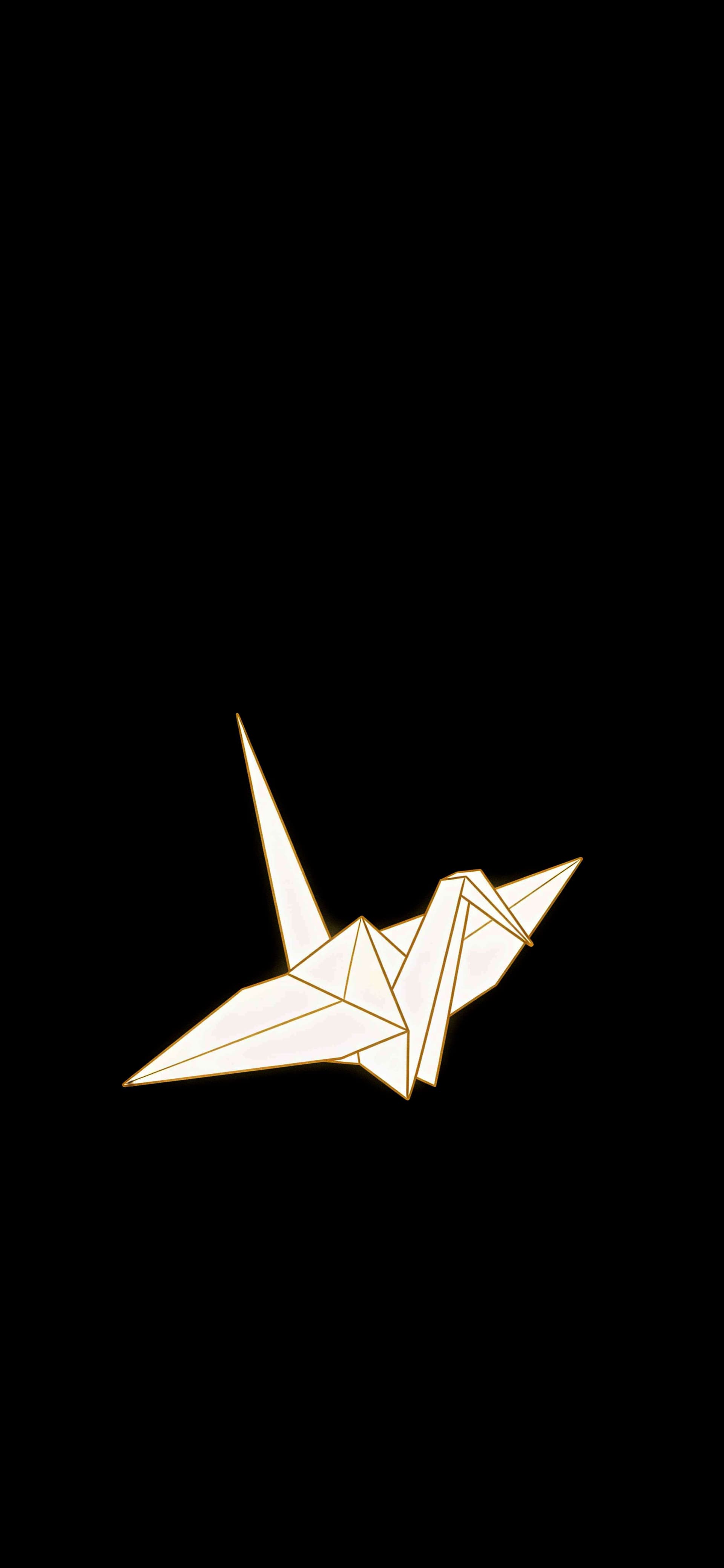 Golden Origami Crane - free phone wallpaper