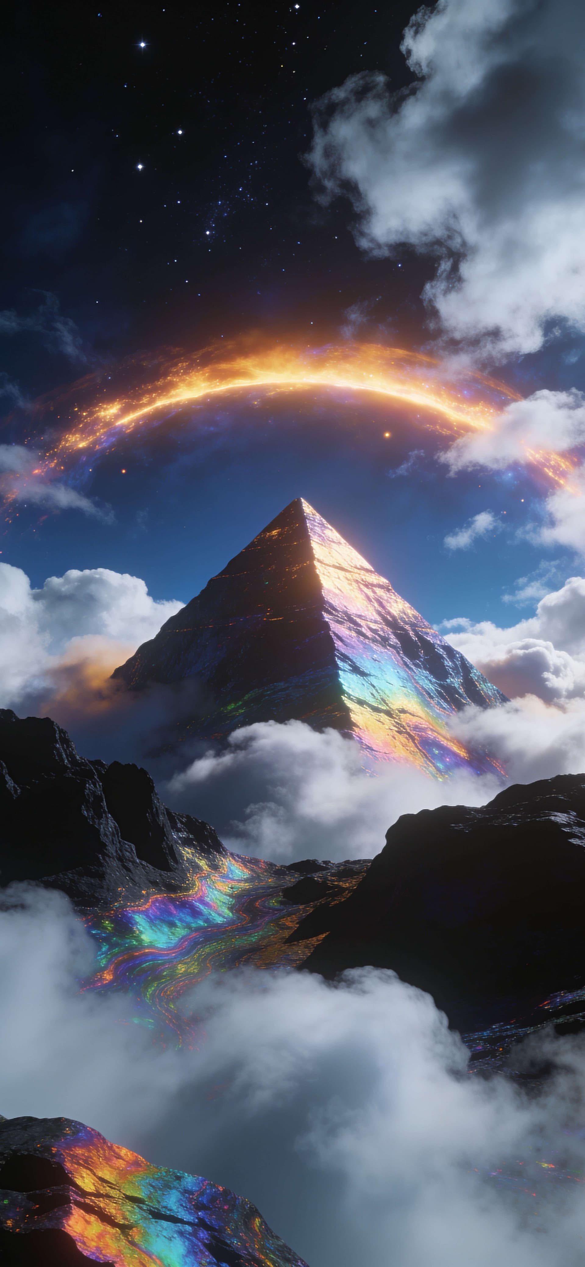 Cosmic Prism Pyramid - Pro phone wallpaper