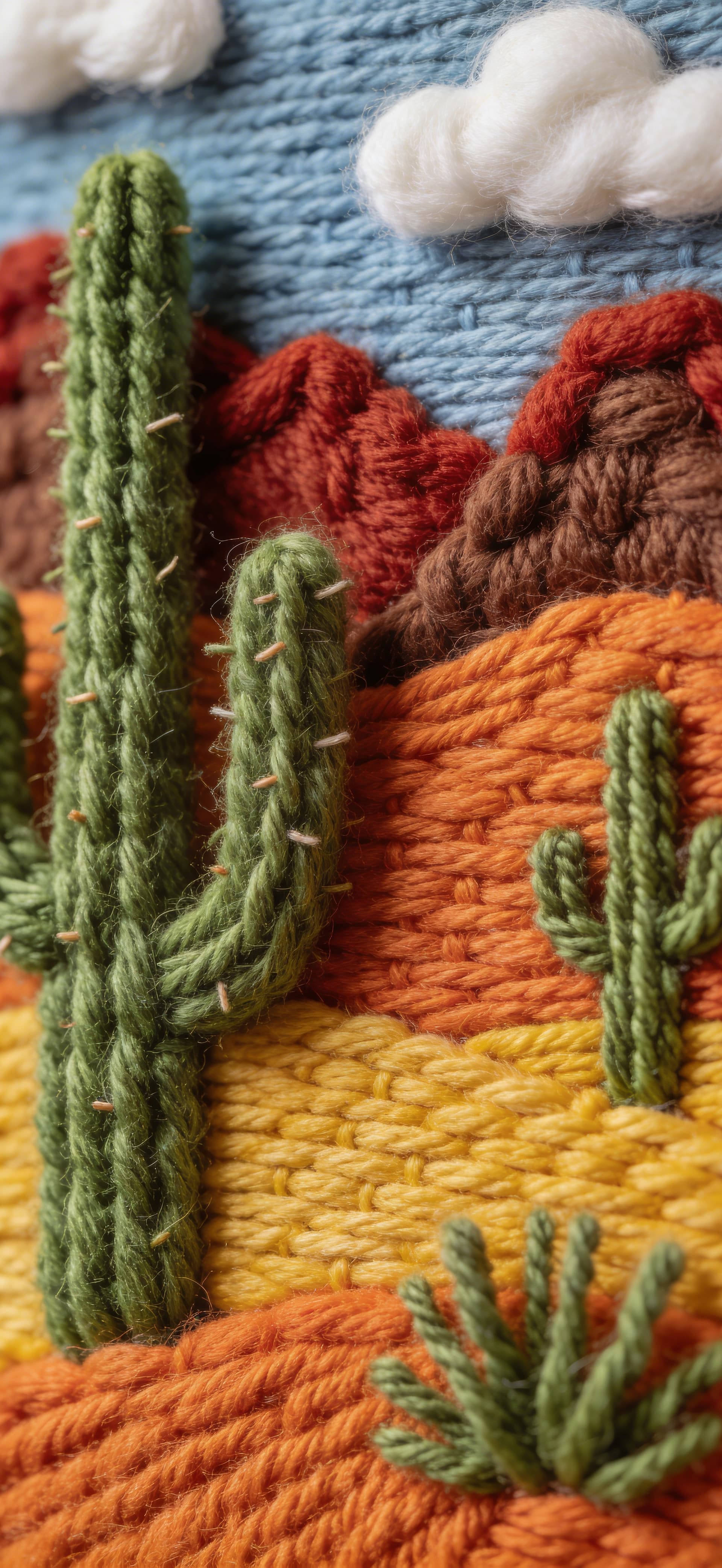 Cactus Desert Embroidery - Pro phone wallpaper