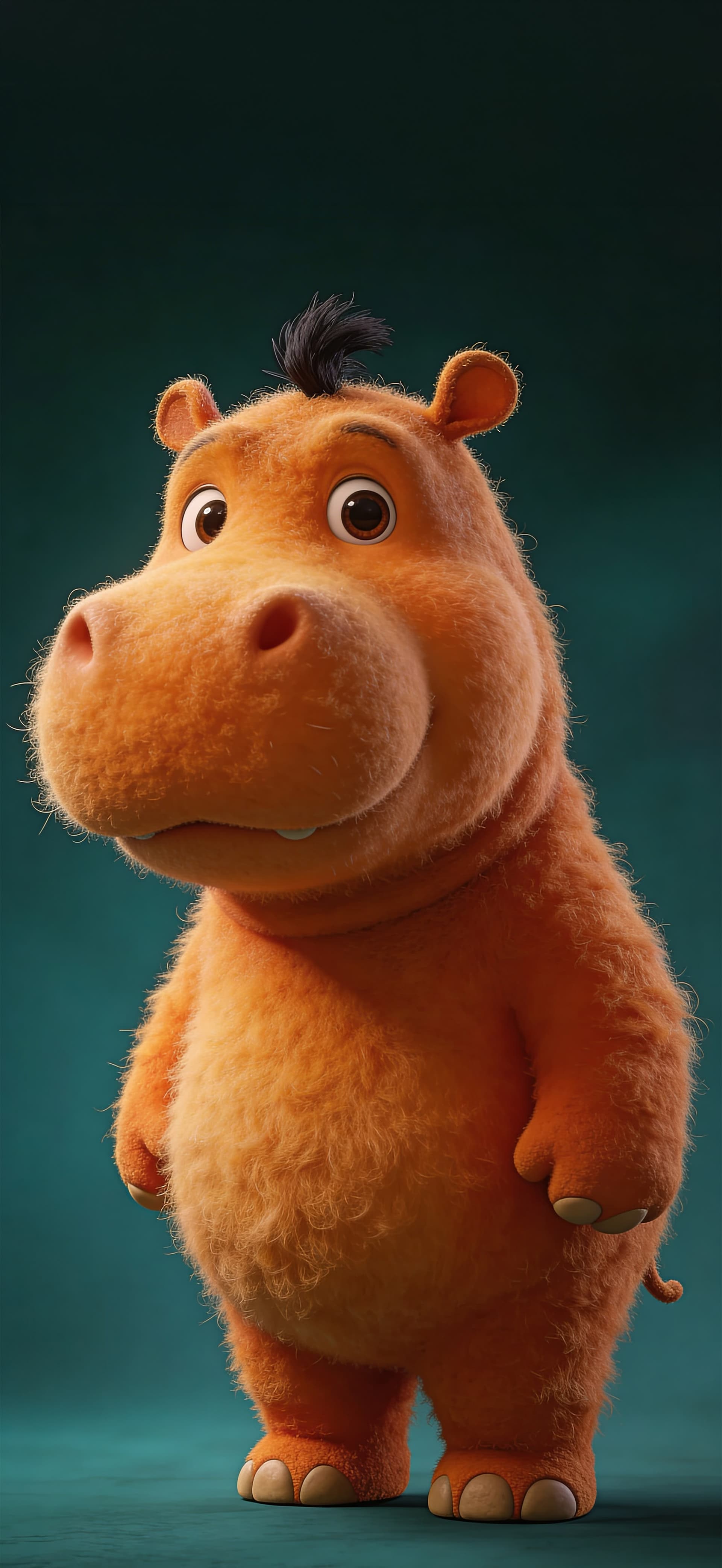 Cartoon Hippo Portrait - free phone wallpaper