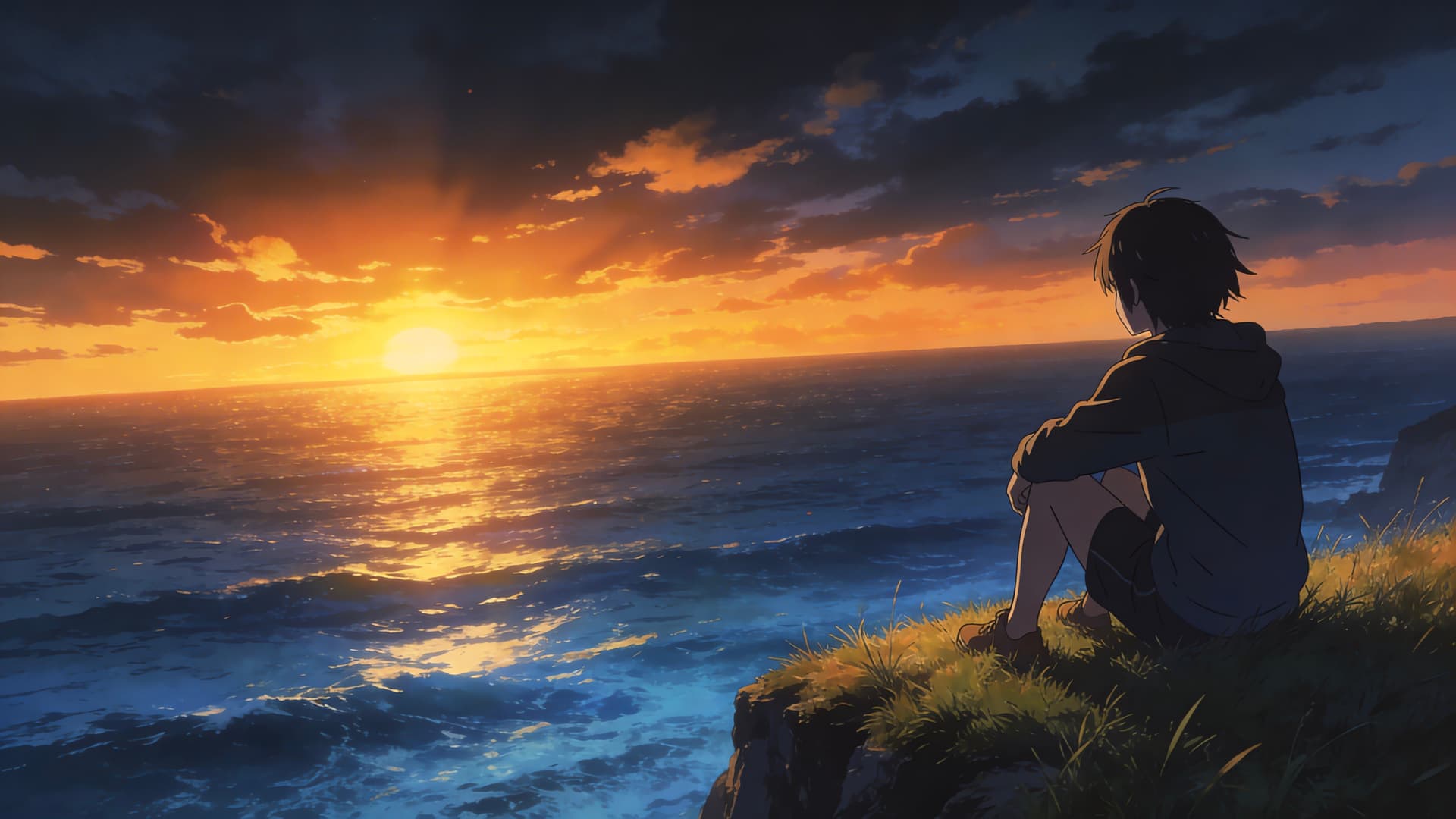 Anime Sunset Gaze - free desktop wallpaper