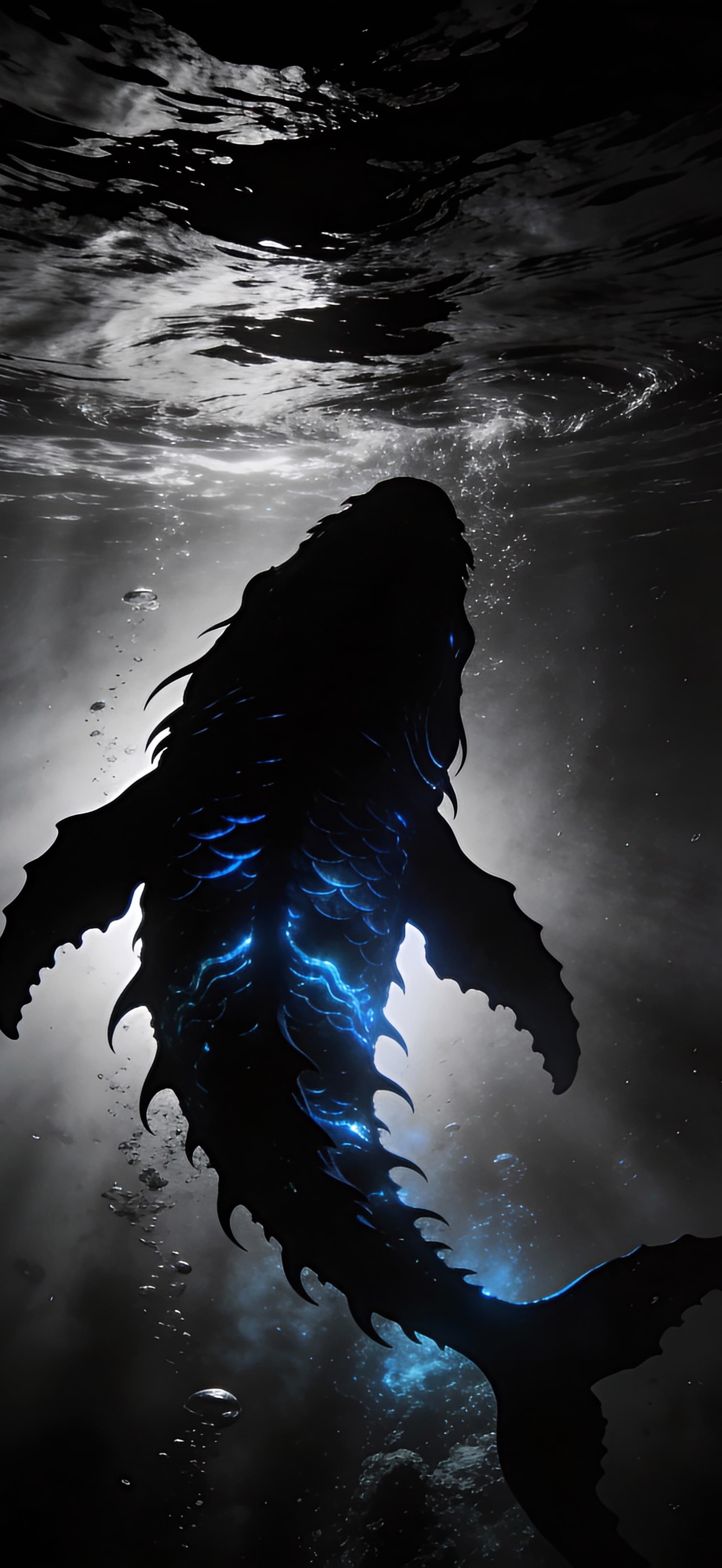 Abyssal Creature Silhouette - free phone wallpaper