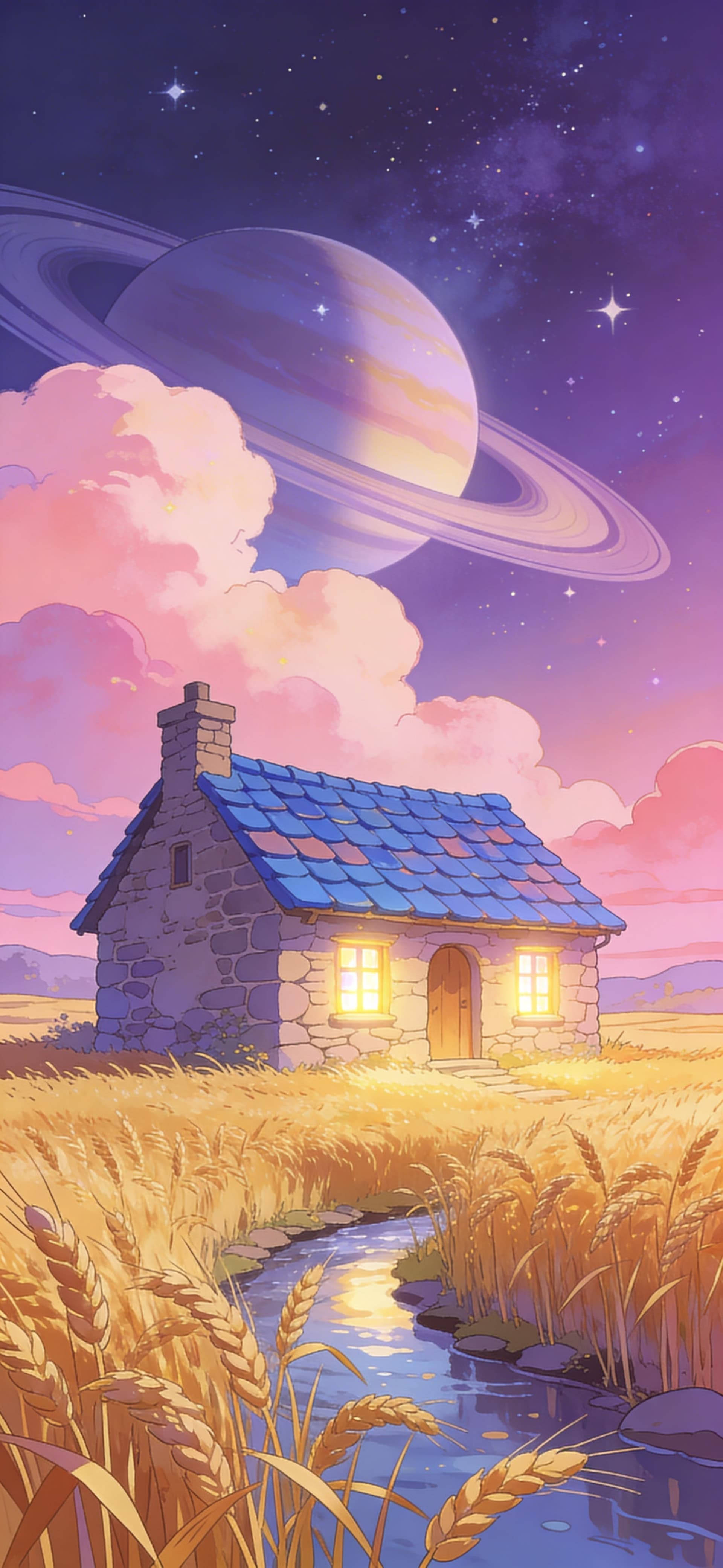 Cosmic Cottage Dream - Pro phone wallpaper