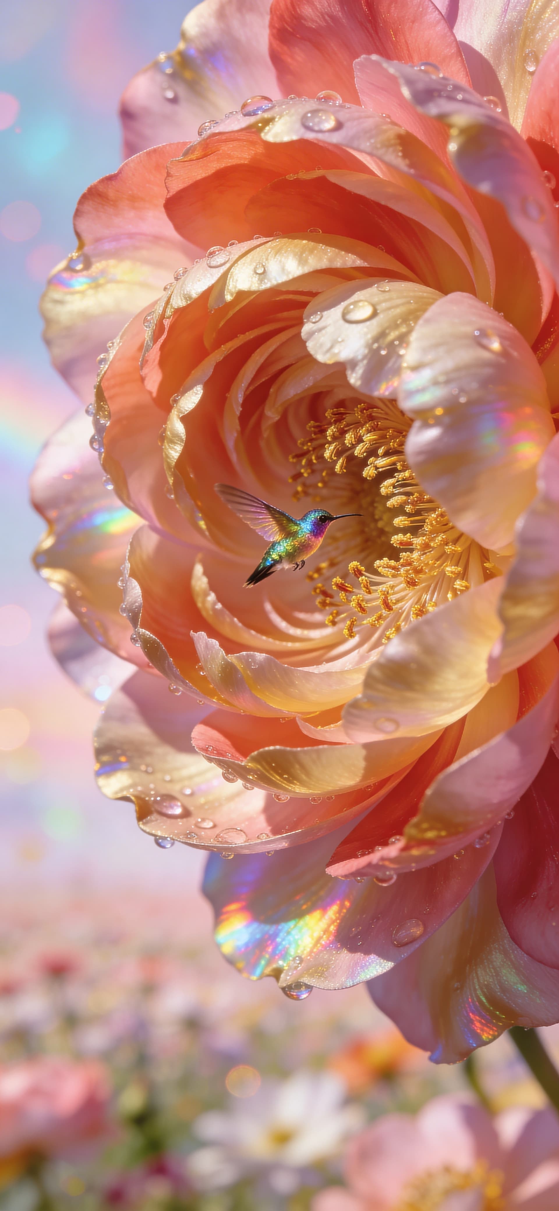 Floral Hummingbird Dream - free phone wallpaper