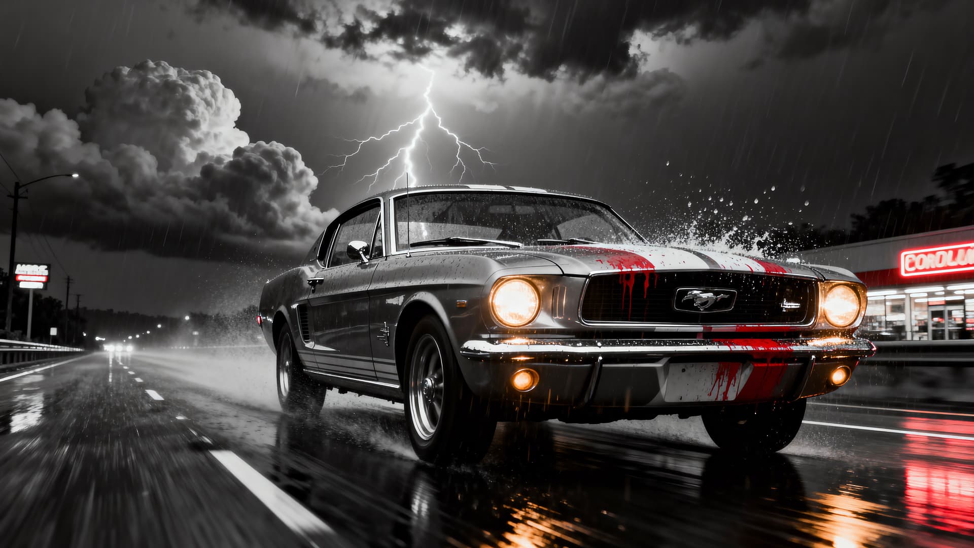 Mustang Lightning Storm - Pro desktop wallpaper