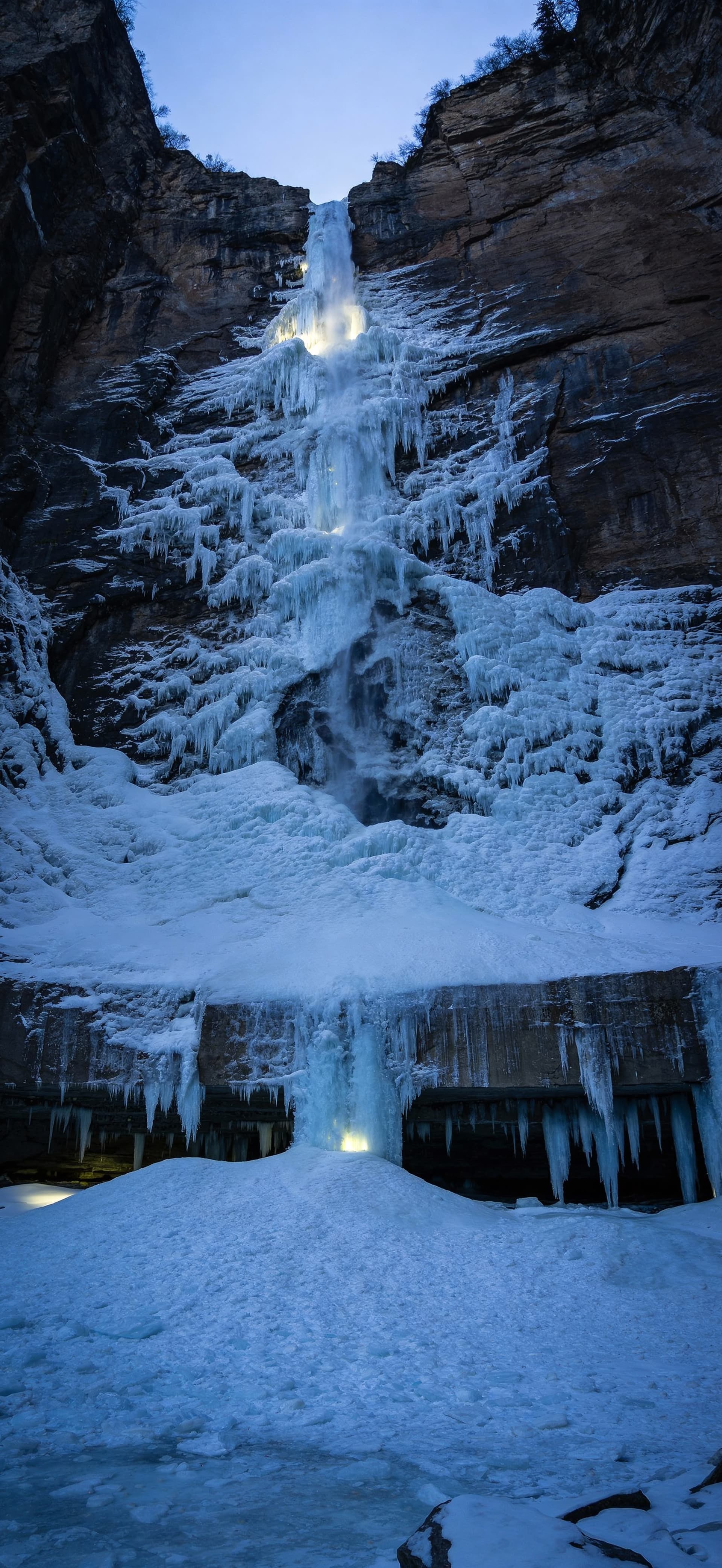 Frozen Waterfall Majesty - free phone wallpaper