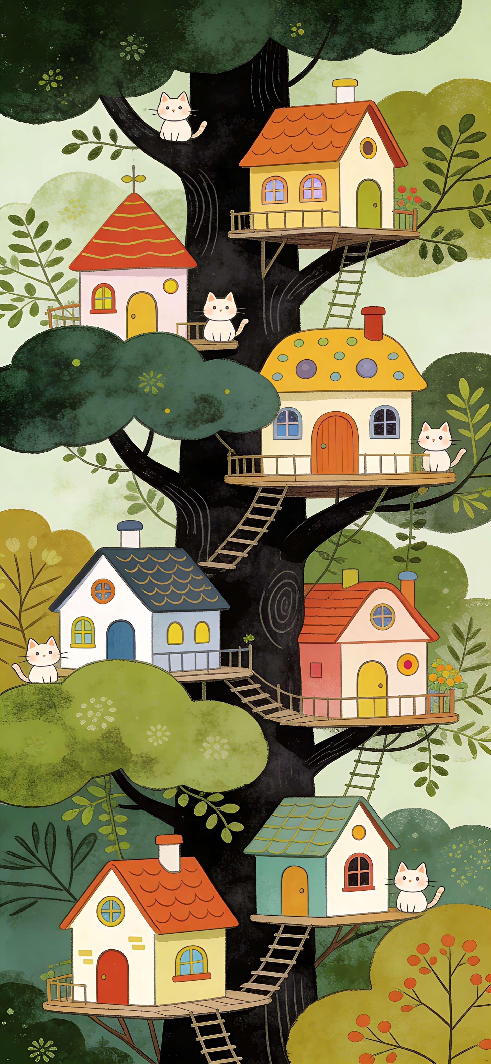 Whimsical Tree Houses - Pro phone wallpaper
