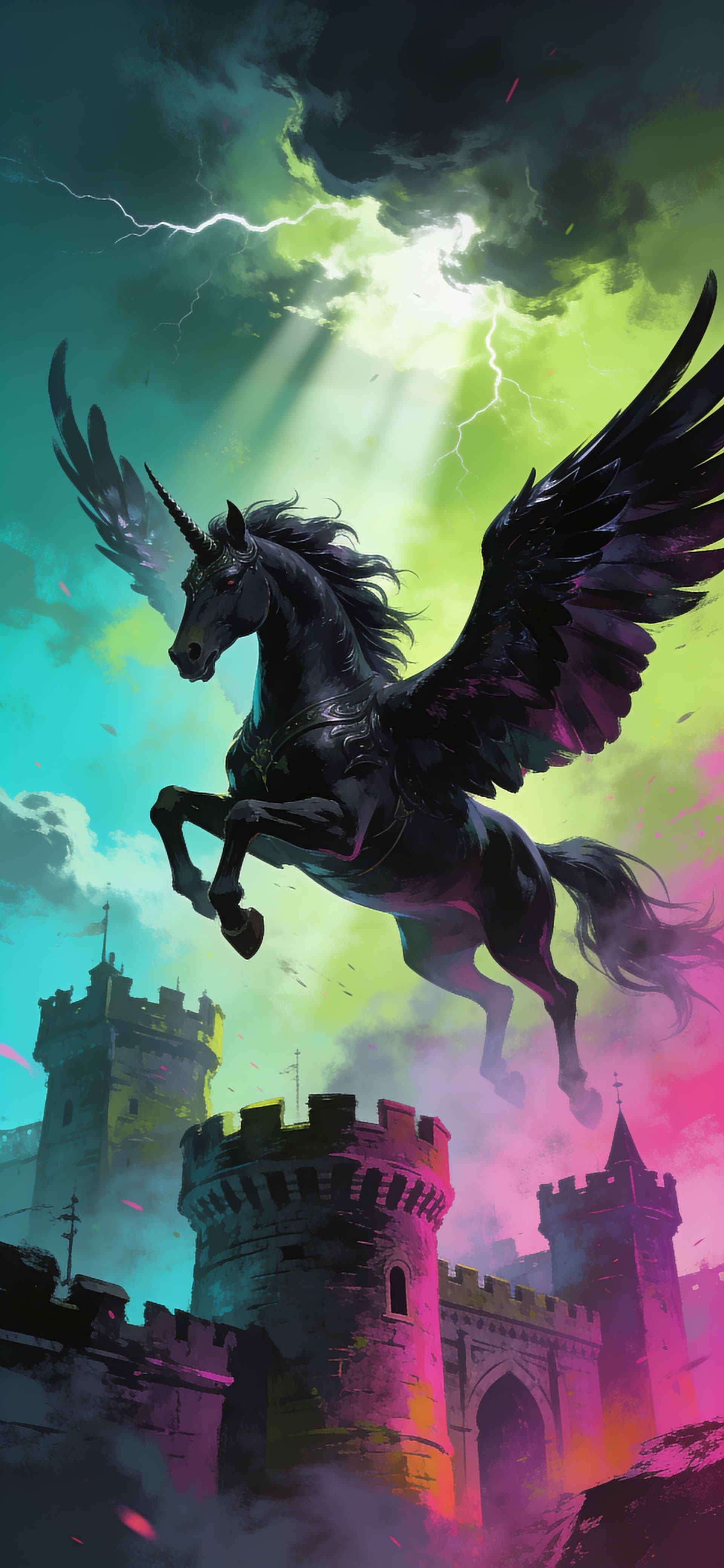 Stormy Alicorn Flight - Pro phone wallpaper