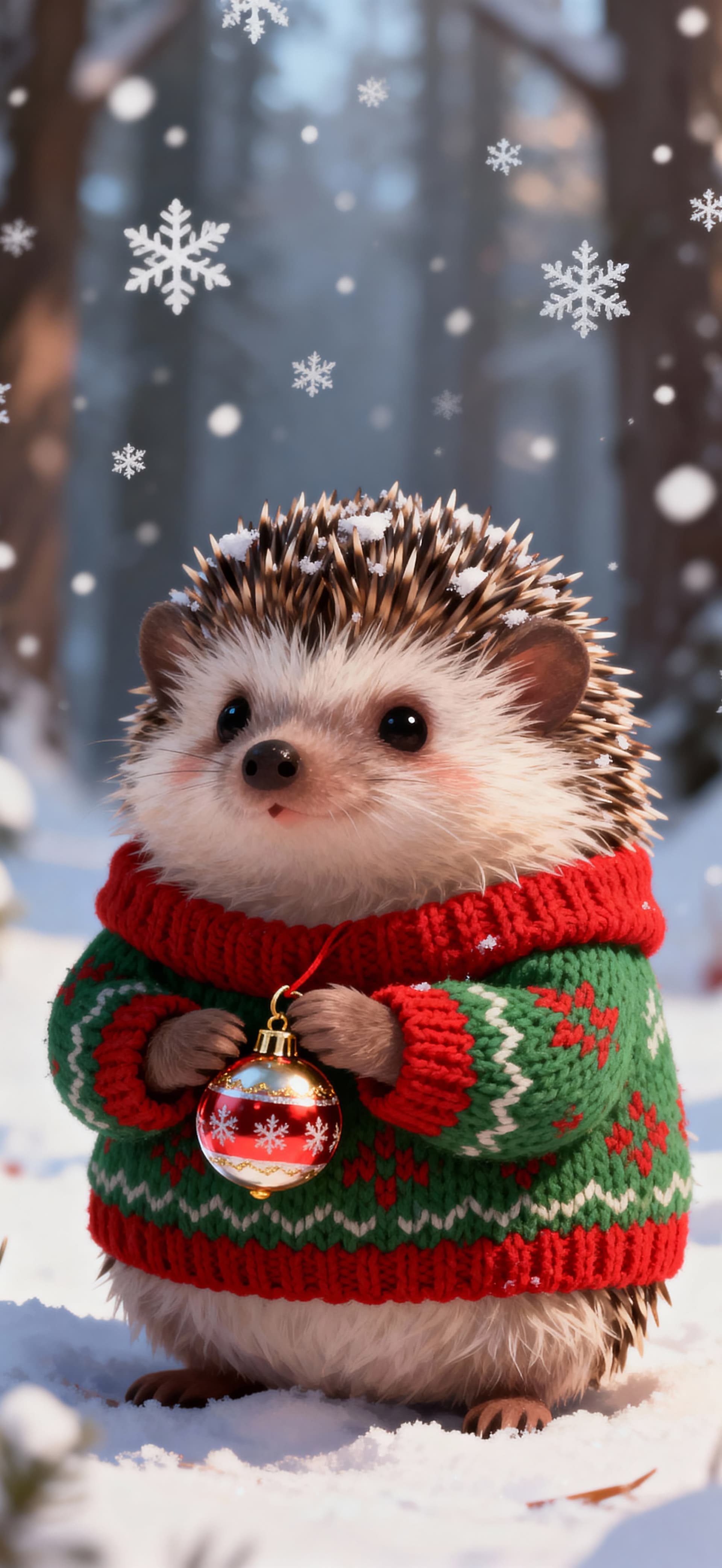Christmas Hedgehog 2 - free phone wallpaper