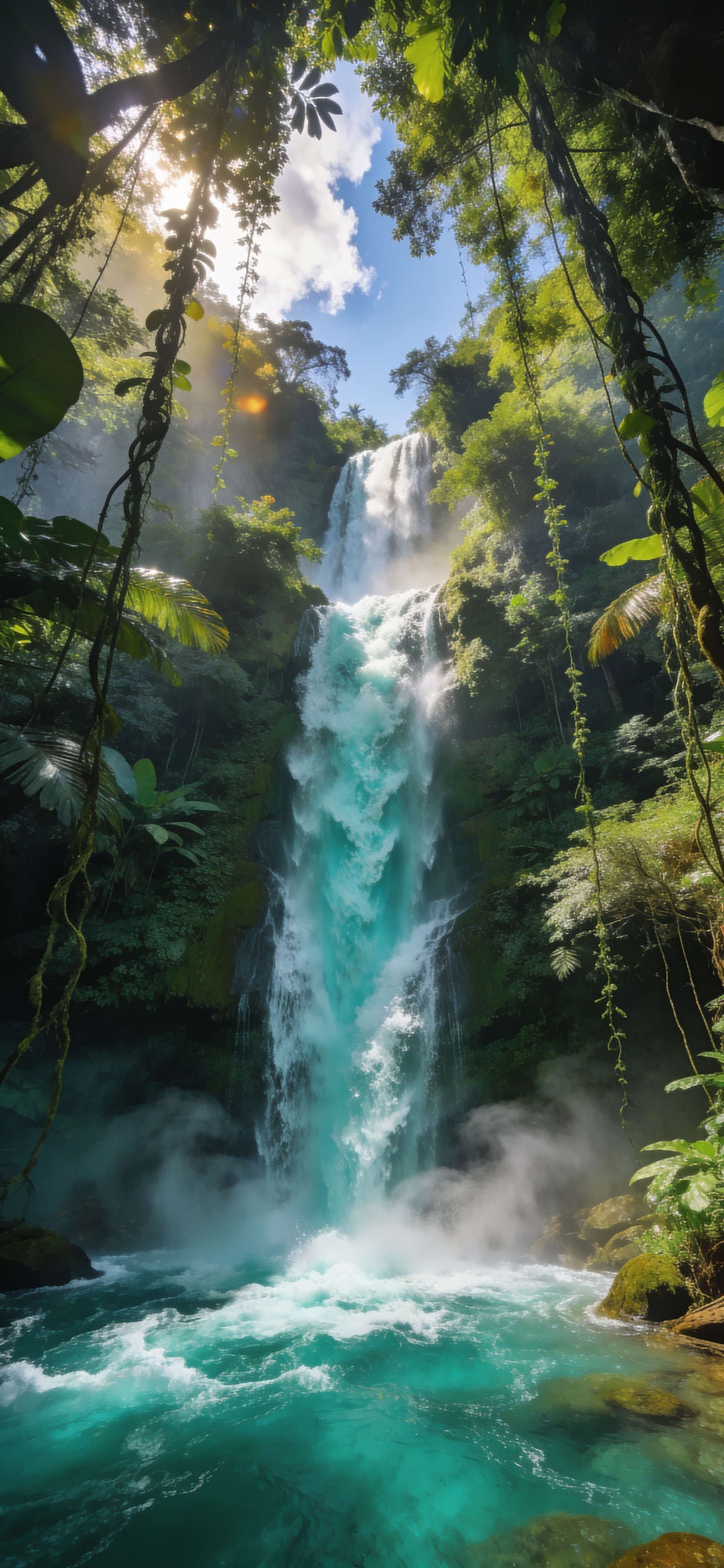 Emerald Canopy Falls - Pro phone wallpaper