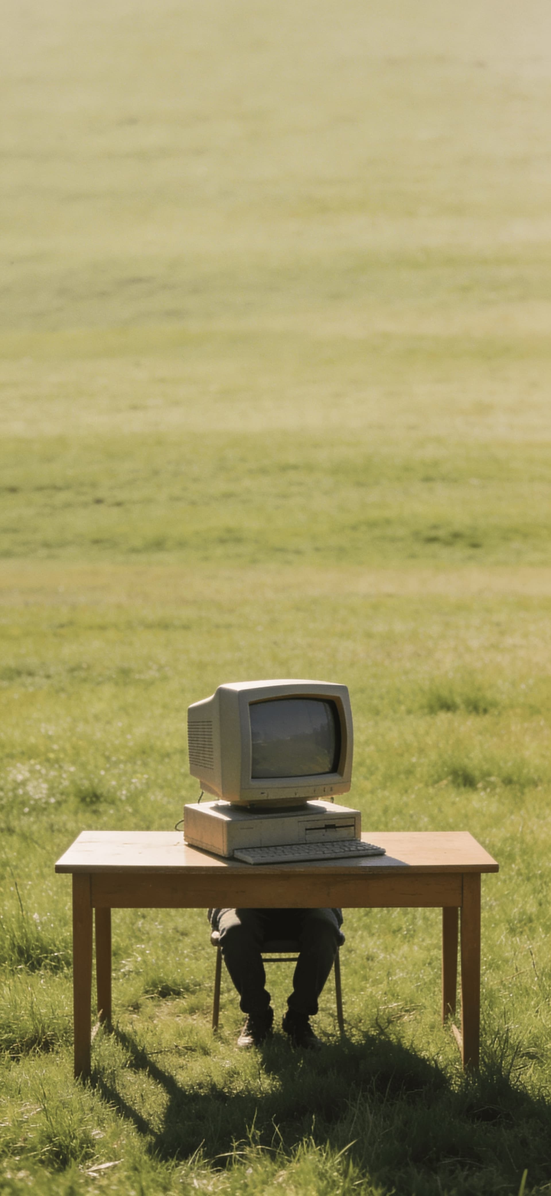 Lonely Computer Field - free phone wallpaper