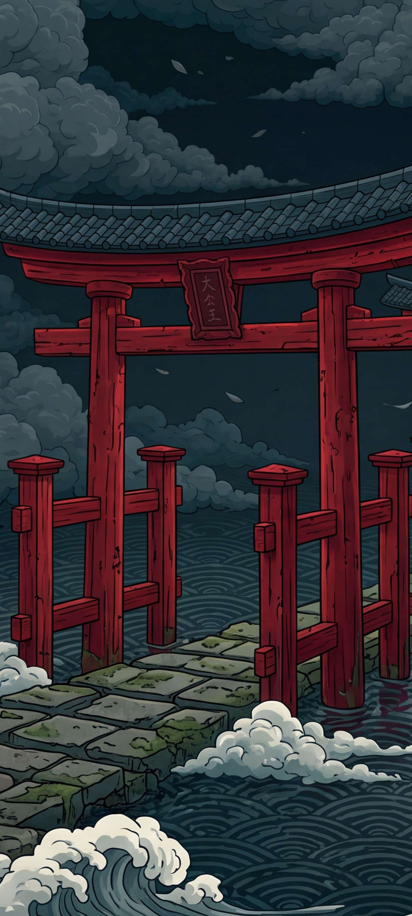 Torii Gate Storm - Pro phone wallpaper