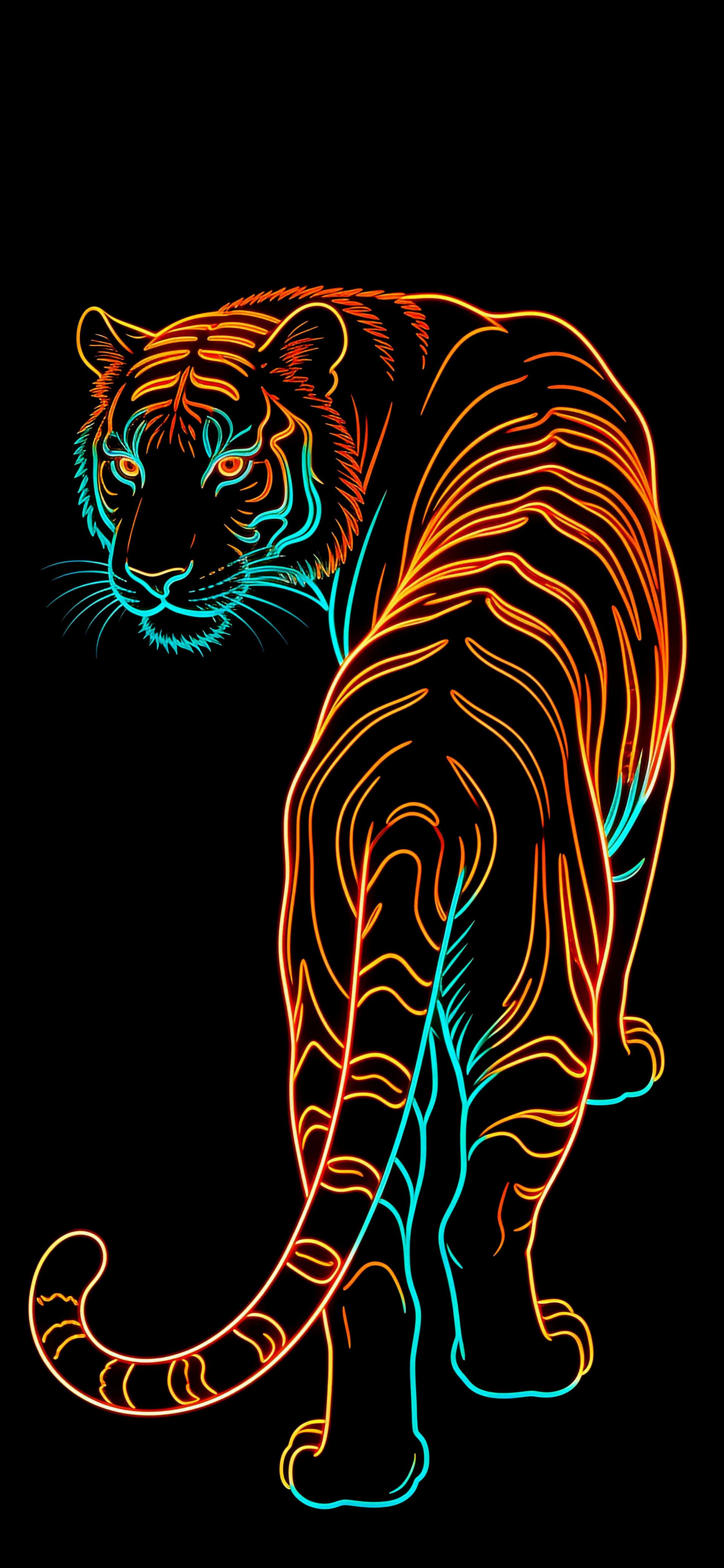 Neon Tiger Glow - free phone wallpaper
